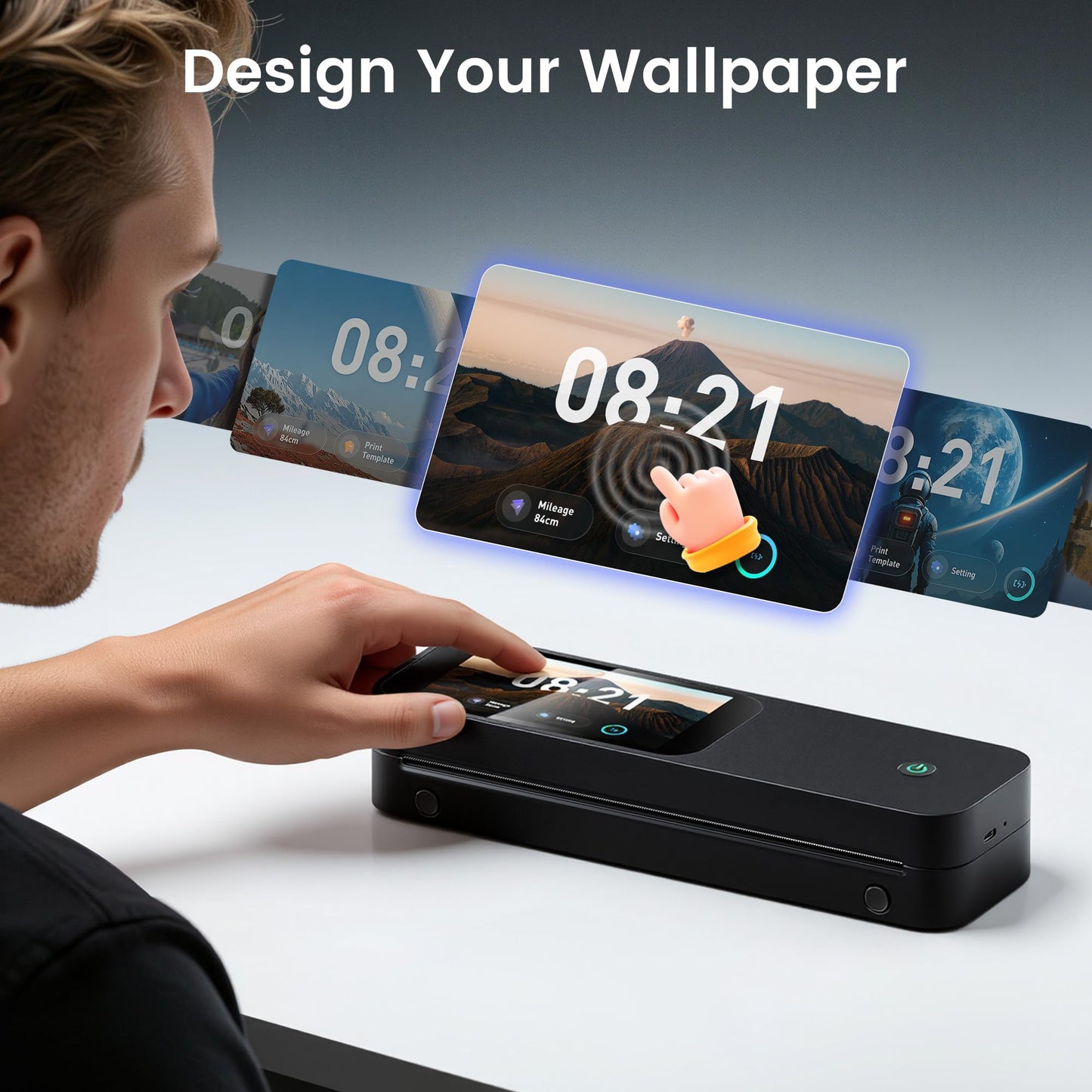 Phomemo M85 Portable Printers Wireless for Travel with Upgraded Touchscreen, Thermal Wireless Inkless Bluetooth Printer, Supports 8.5"x11"US Letter/A4/B5/A5, Compatible with iOS, Android, Windows, Mac