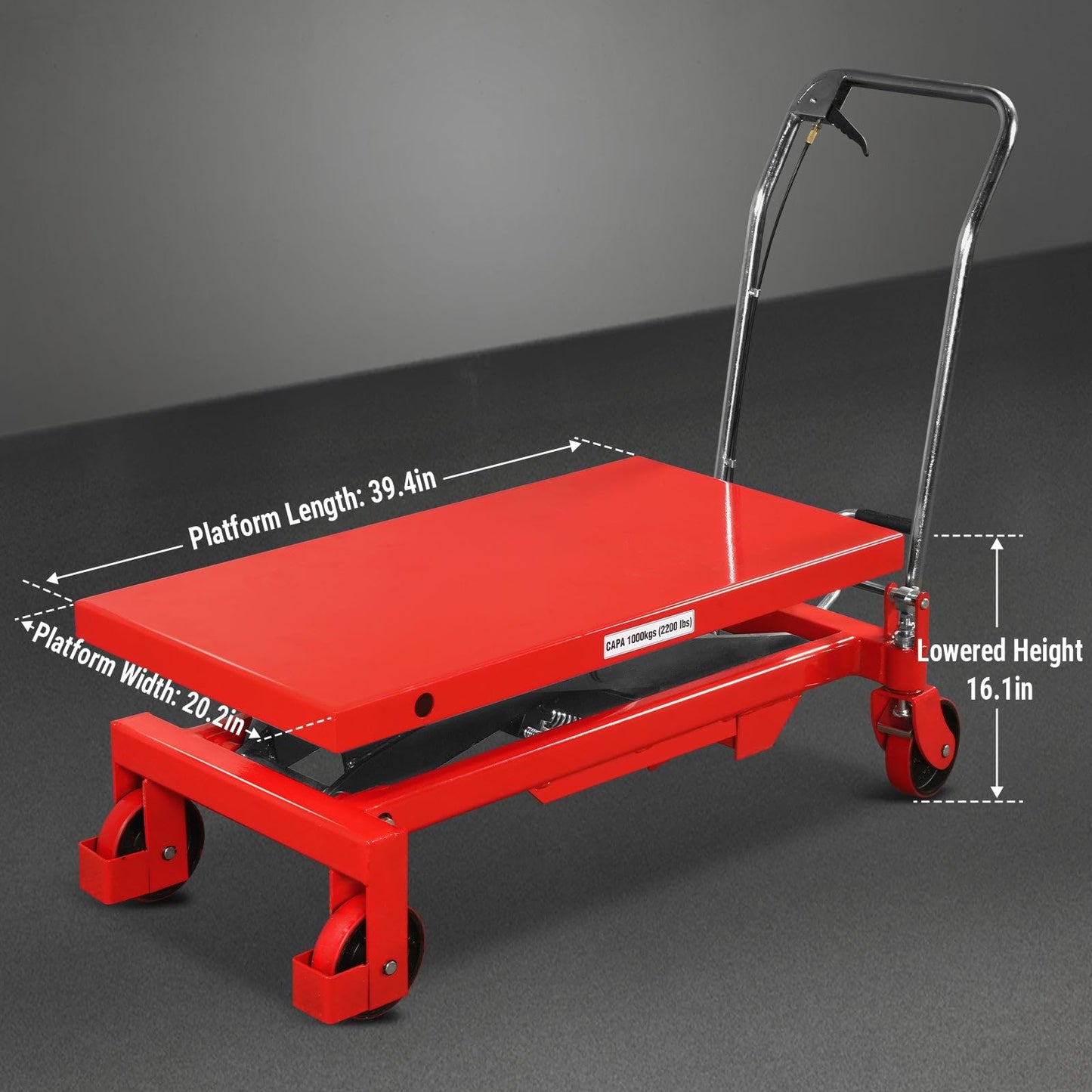 Mechmaxx Mobile Scissor Lift Table Cart 2200lb Capacity,Platform Size39.4" x 20.2",Height39.4,Model TF22