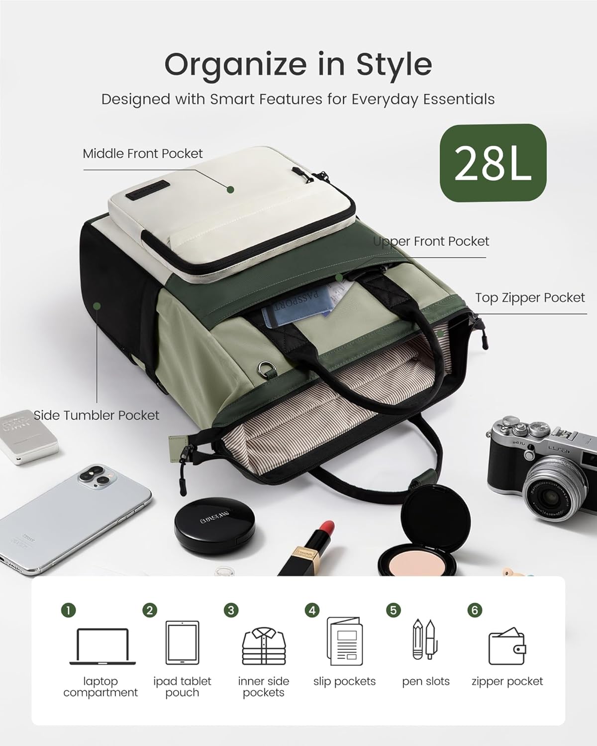 Backpack 15.6 Inch Backpack Daypack LOVEVOOK Laptop for Women, Travel for Work College Business, Water Resistant