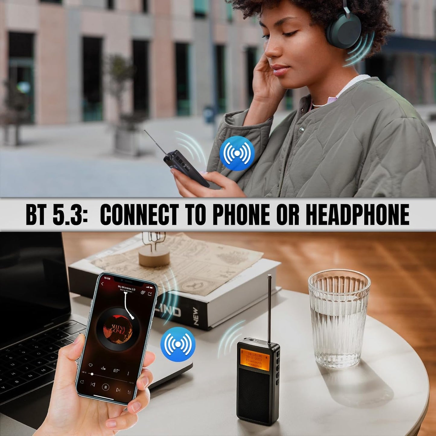 Raddy RF205 MP3 FM Radio with Bluetooth Headphone Output, Portable Pocket Mini Radio FM-to-Bluetooth, Dual-Mode BT