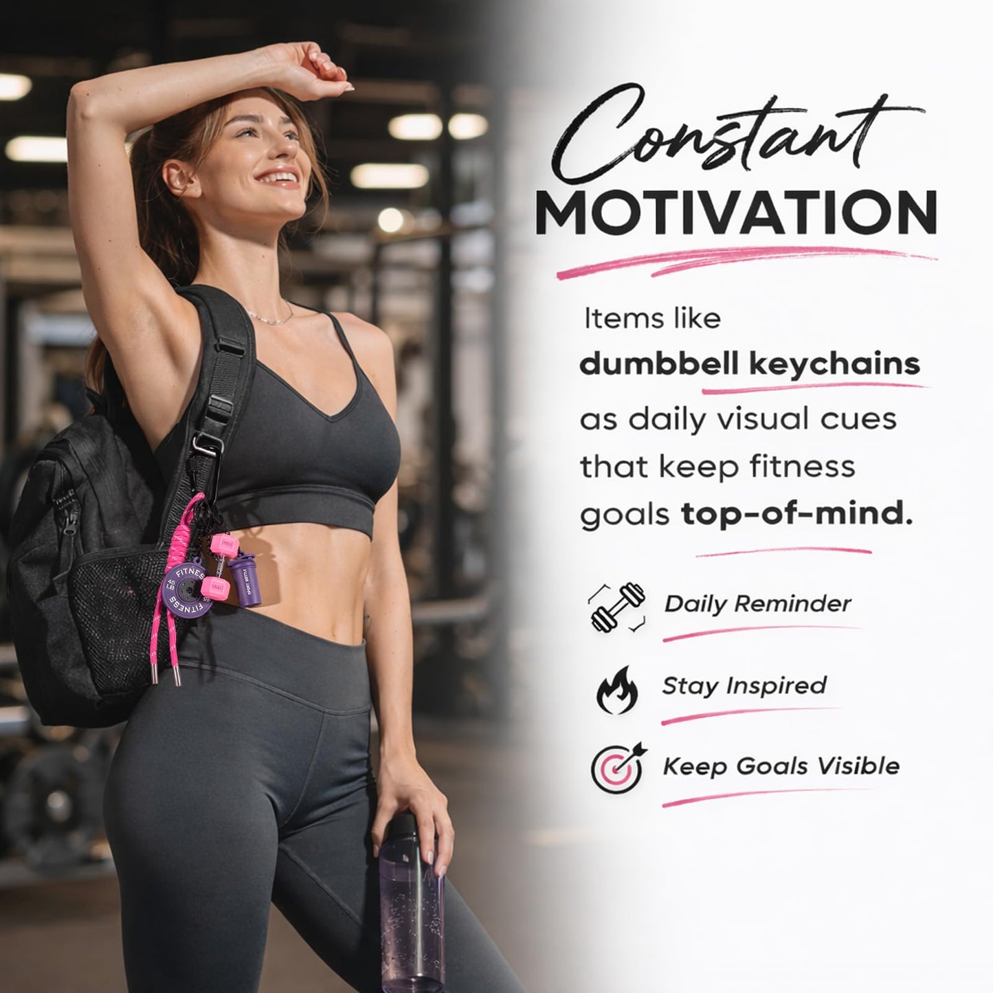 Sinsiot Dumbbell & Weights Keychain, Bag Purse Charms Gift for fitness Women and Men, Cute Mini Car Key Chains for Gym