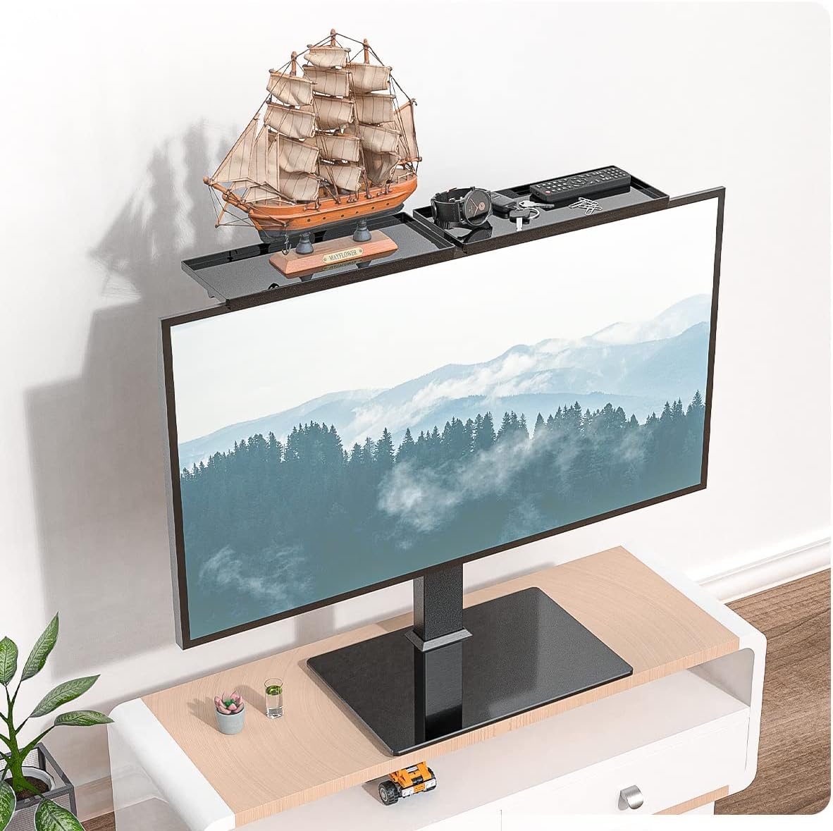 2 Pack 12 Inch Top Shelf TV Mounting Bracket Flat Panel Mount for Streaming Devices, Media Boxes, Speakers and Home