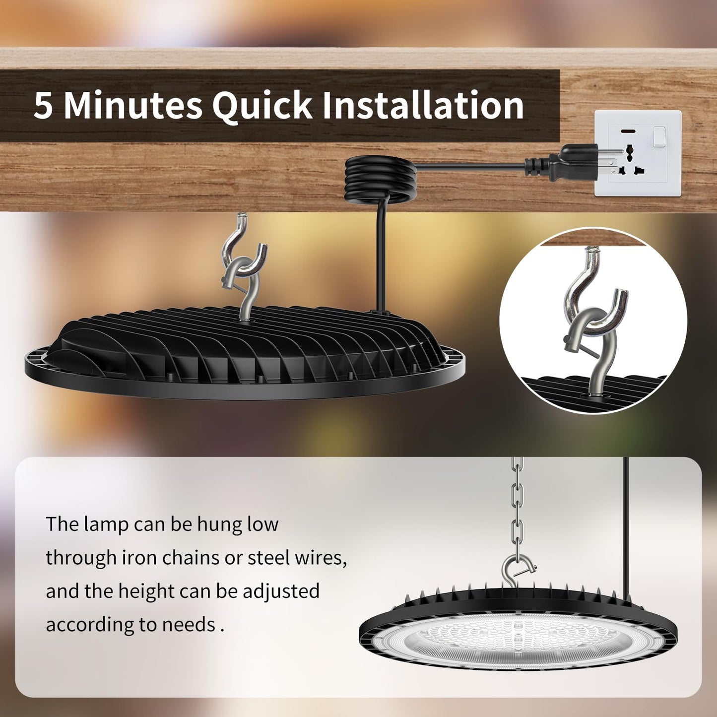 240W 4PACK UFO LED High Bay Light, High Bay LED Lights 36,000LM(1000W MH/HPS Eqv.) 110V~277V UL Certified Plug with Safety and high Brightness, Suitable for Commercial