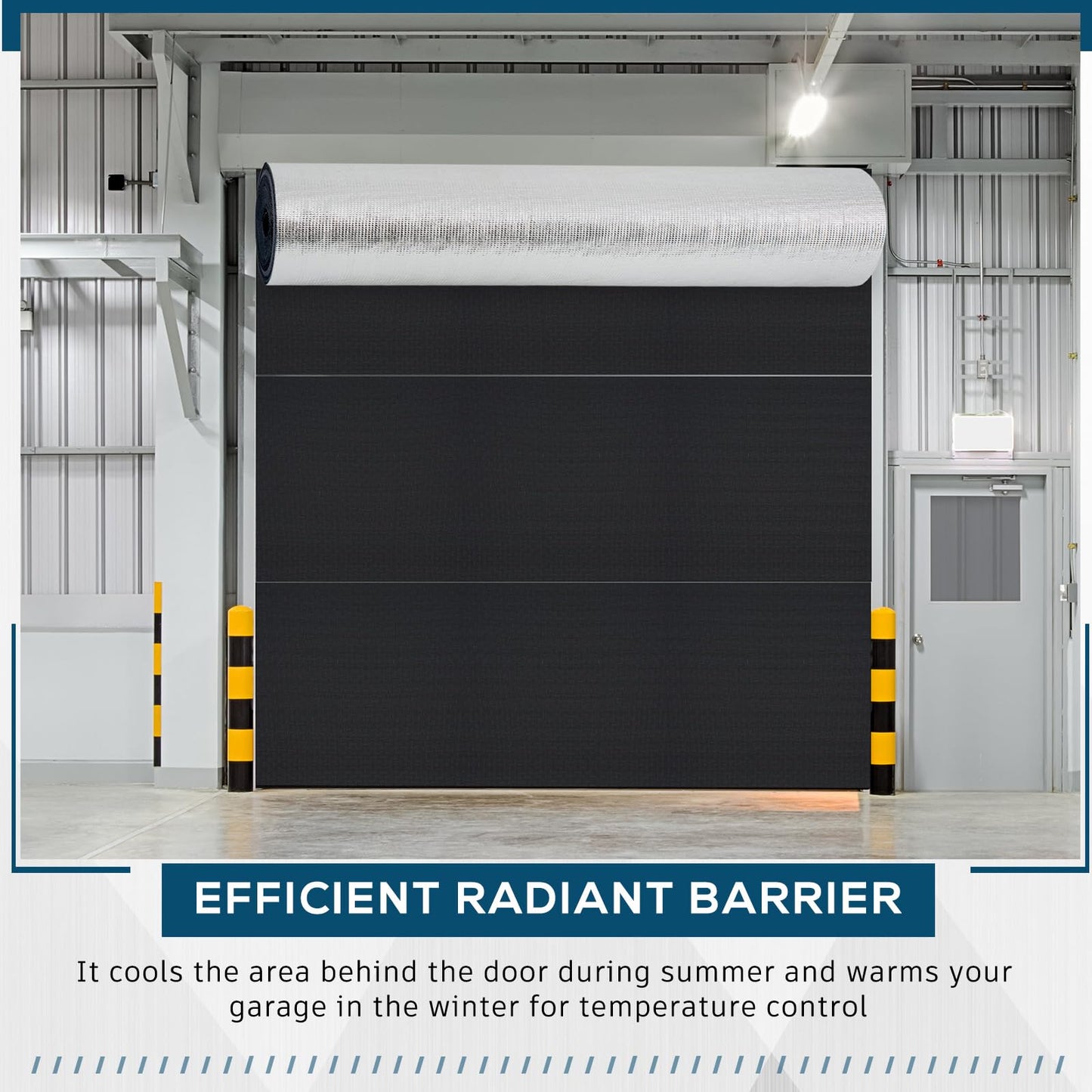 Tandefio Roll up Garage Door Insulation Kit for Cooling Metal Buildings Reflective Foam Aluminum Foil Summer Barrier Warehouse Insulation Panels for 2 Doors 10'x10' or Large (Black,40 in X 78.7 ft)