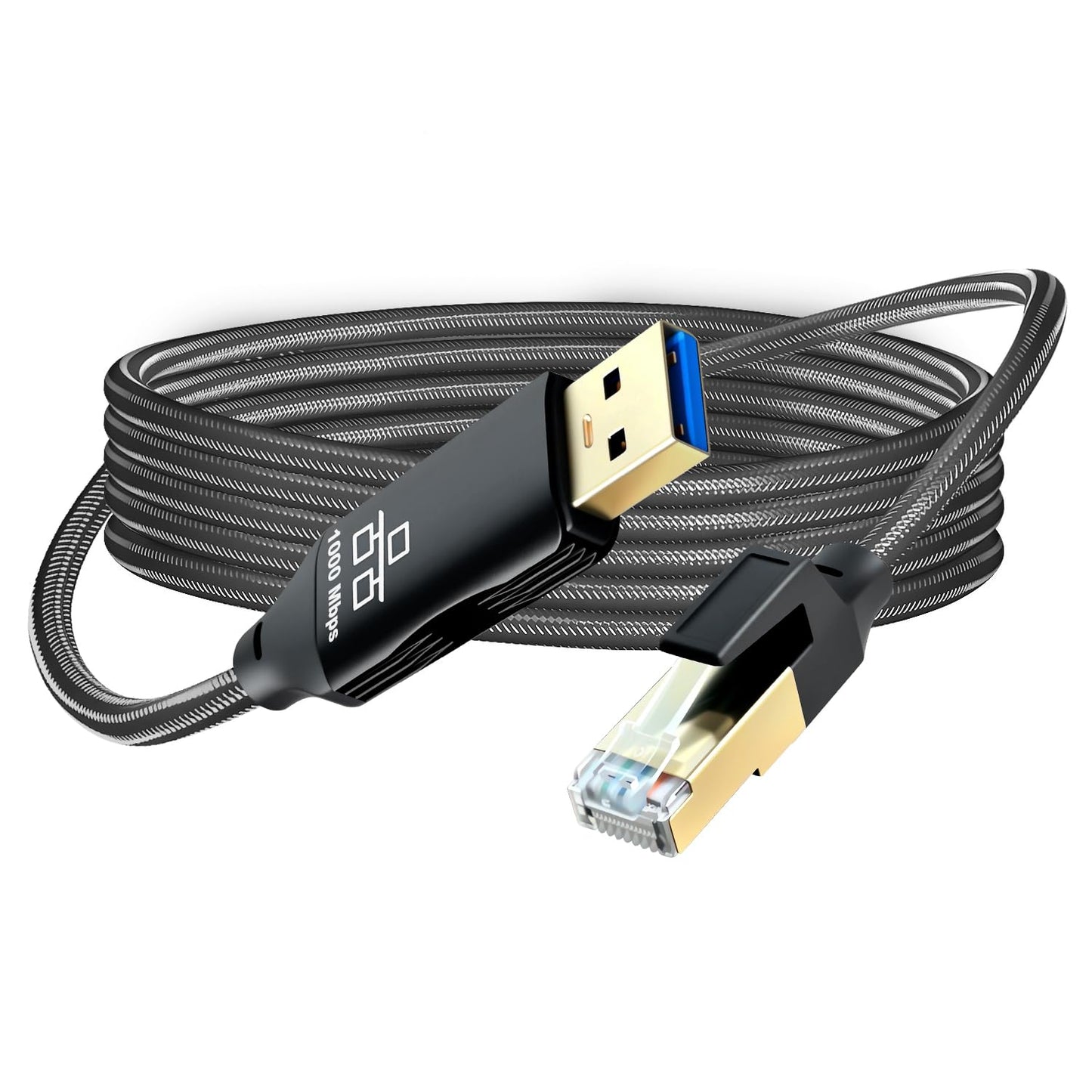 Jelly Tang 30Ft,USB 3.0 RJ45 Linux(30Ft/10M) USB to Ethernet Cable Male to Serial Adapter Directly Connected