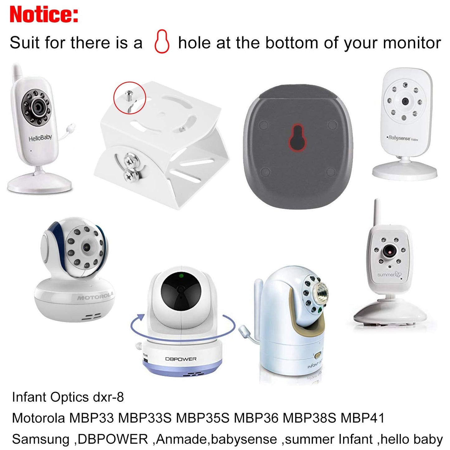 DXR-8, Adjustable Angle Mount for Infant Optics Motorola, Samsung, Babysense and Most Universal Monitors Camera