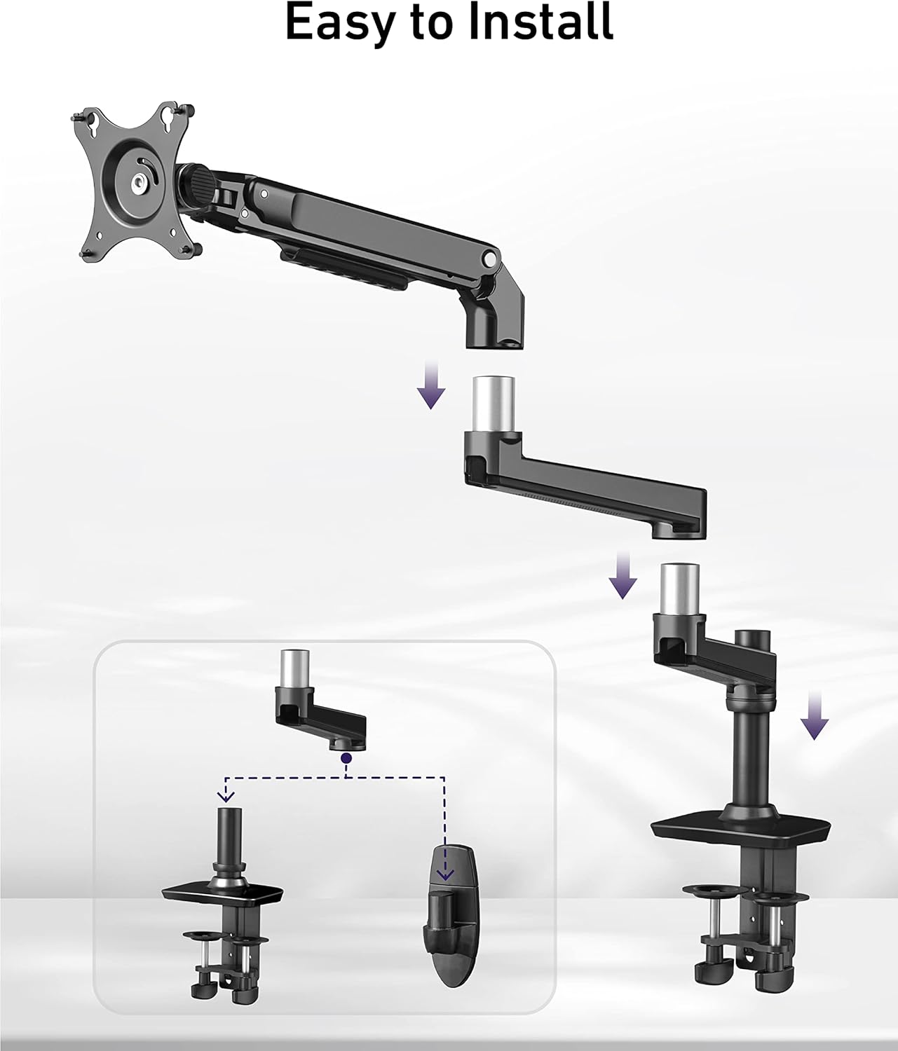 ergounion E6/W6 Extension Arm Only for Monitor Mounts, to Increase Arm Length, Perfect Upgrade for the Series Monitor