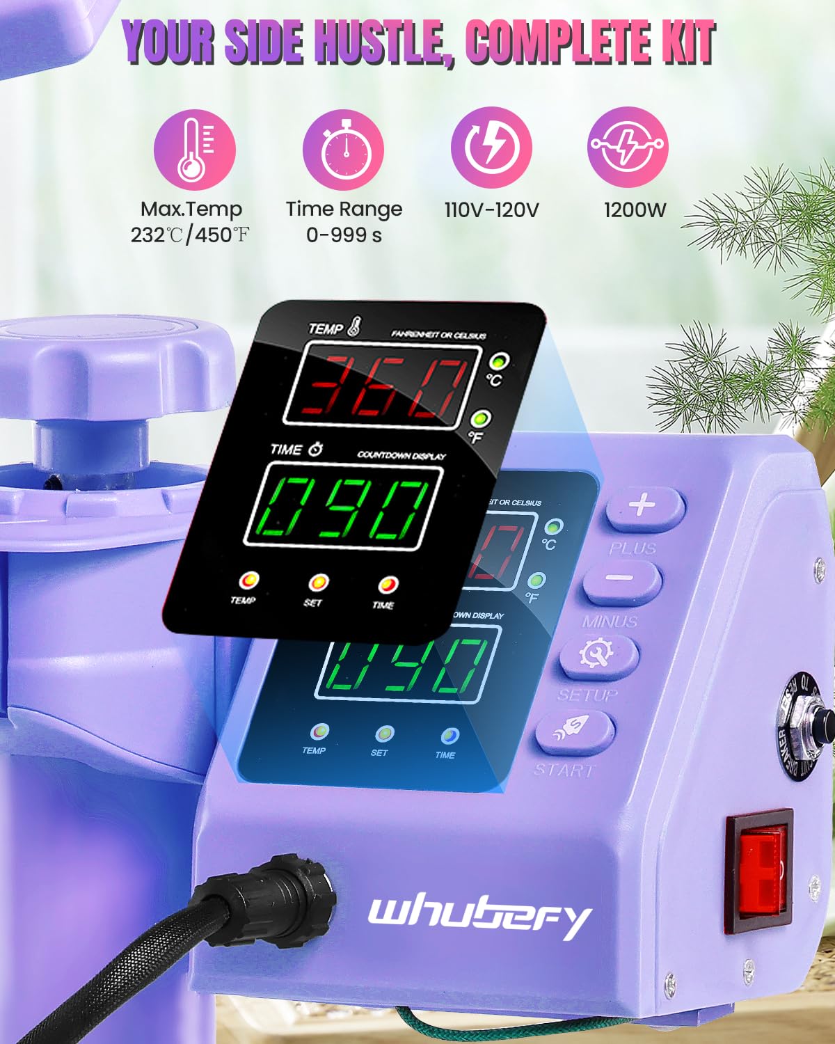 15x15 Heat Press Machine for T Shirts with 30oz Tumbler Press 5-in-1 Slide Out Easy Loading Heat Transfer with Dual-Tube Heating & 4-Zone PID Temp Controller for Quick & Even Heat on Hat Cap Mug Plate
