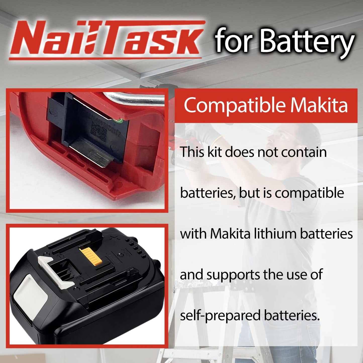 NailTask 20V Insulation Fastening Nailer Cordless Electric Nail Gun Brushless Motor Nailer Tool (Without Battery) for Rock Wool Insulation Materials with Protective Goggless