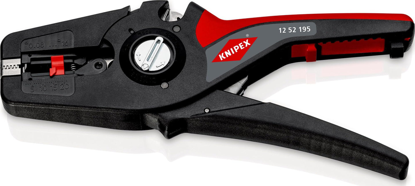 KNIPEX Precistrip16 Automatic Insulation Stripper, in Blister, 0.08-16 mm², with Fine Adjustment, Adjustable Length Stop, Wire Stripper, 12 52 195 SB