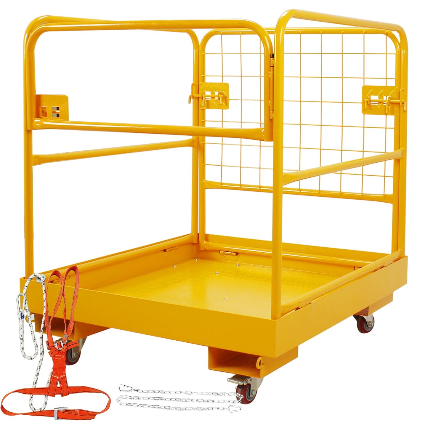 Forklift Safety Cage, Heavy Duty Forklift Basket 1200LBS Capacity with 4 Wheels, 36"x36" inch Lift Basket for Most Aerial Jobs as Work Platform