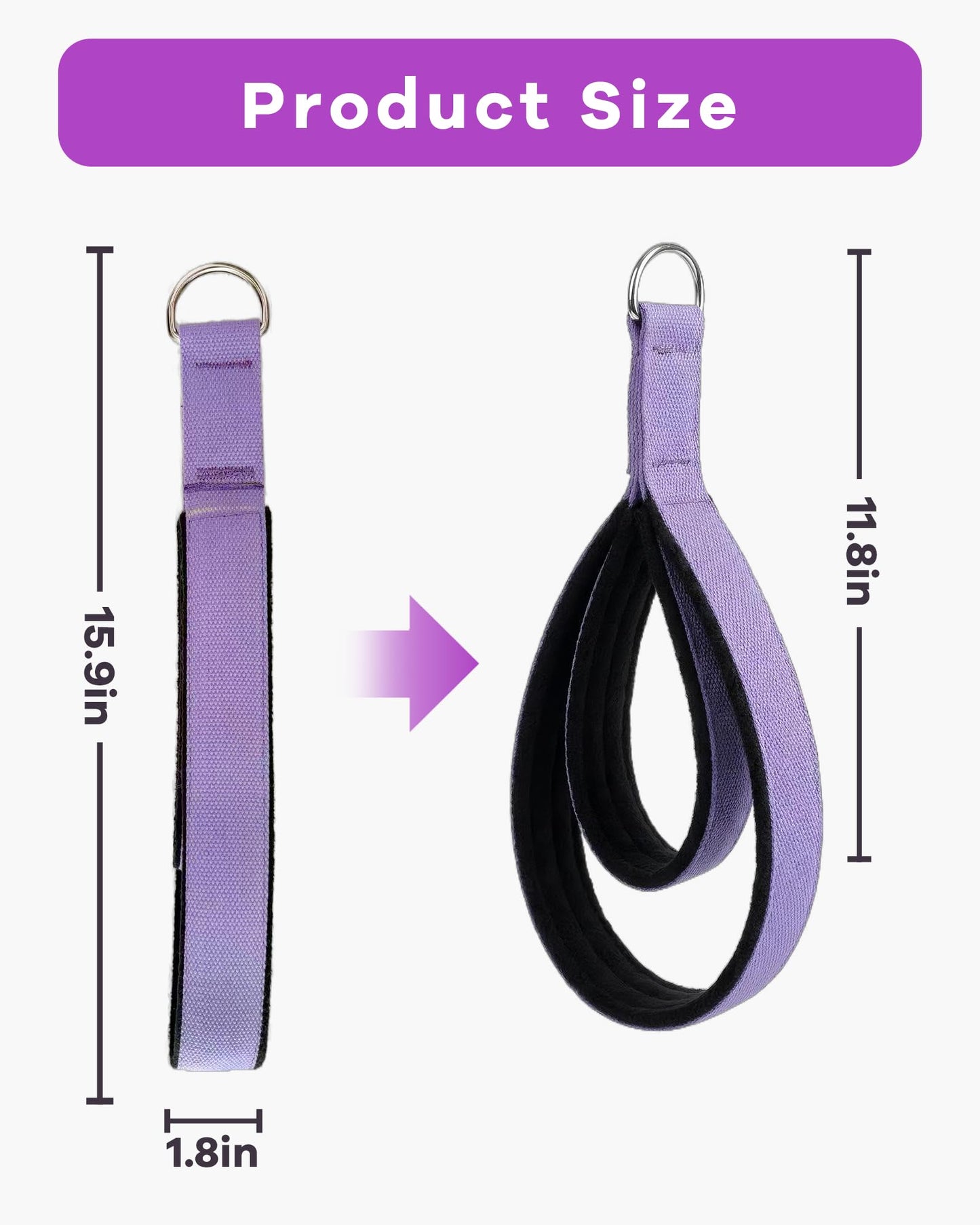 Wonderful Day 2PCS Pilates Straps for Reformer, Comfortable Enhanced Thickness, Fitness D-Ring Double Loop Exercise Straps for Home Gym Workout (Purple)