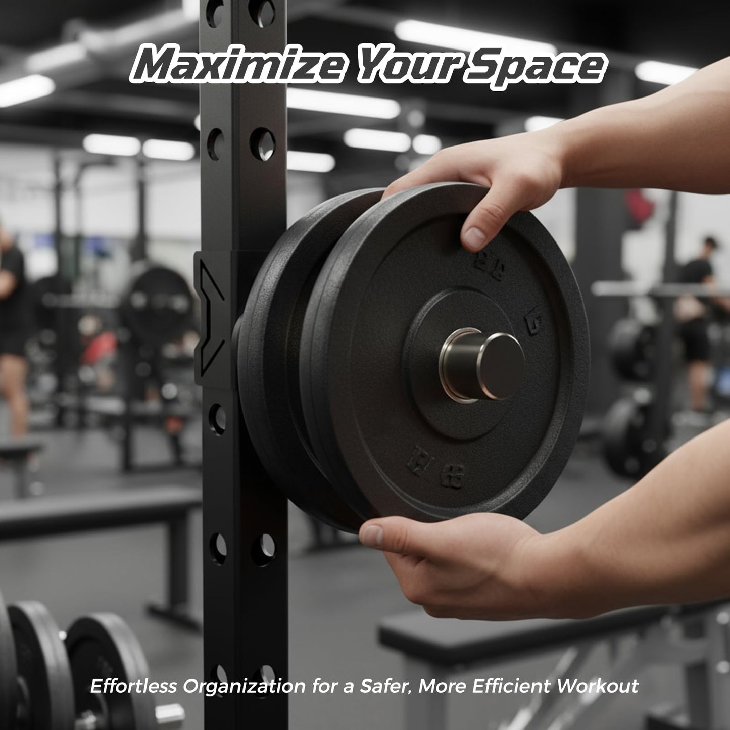 Stainless Steel Sleeve Weight Plate Holder for Power Rack – Choose 2×2 or 3×3 Uprights – Fits 5/8" to 1" Holes – 300lbs Capacity, Heavy-Duty Steel Peg with Stainless Cover, Pair (For 2x2" Rack)