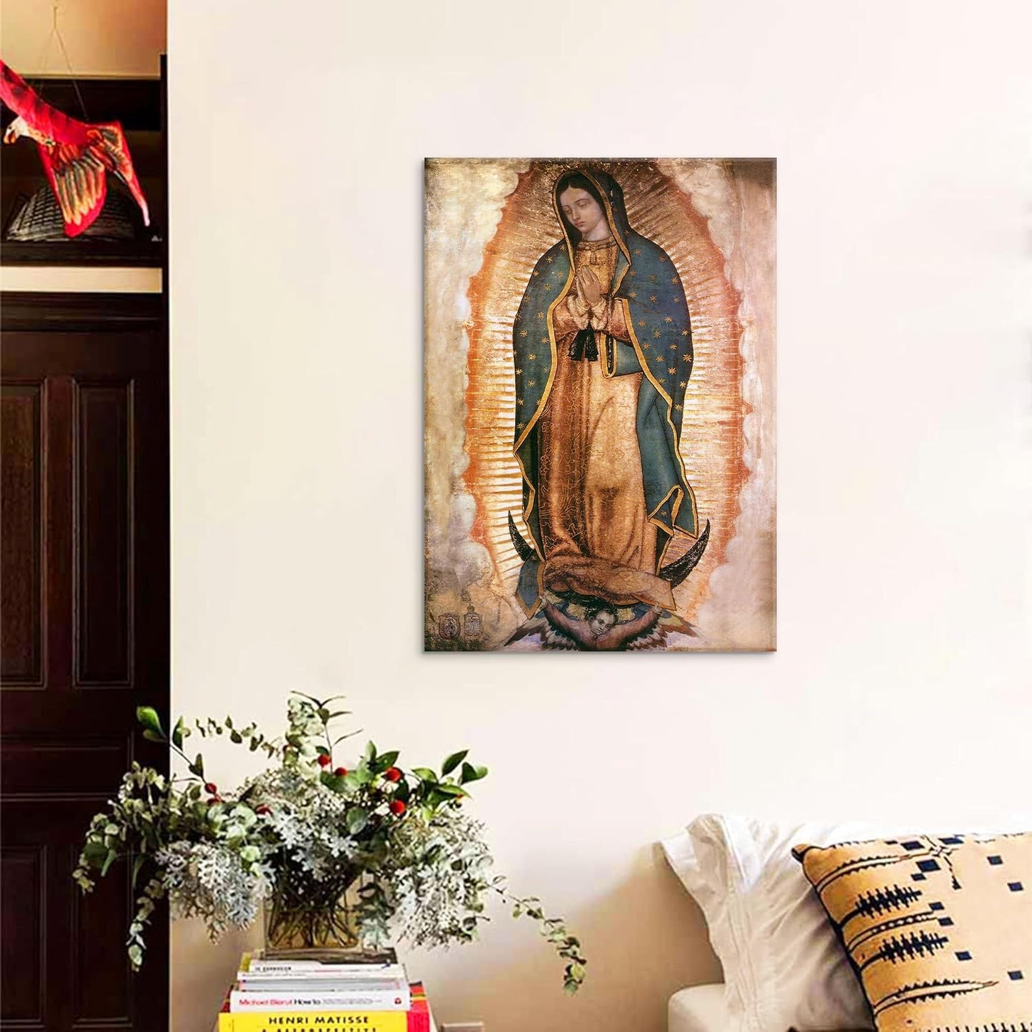 Our Lady of Guadalupe Wall Art | Framed Portrait Painting for Catholic Decor - 8x10 Canvas