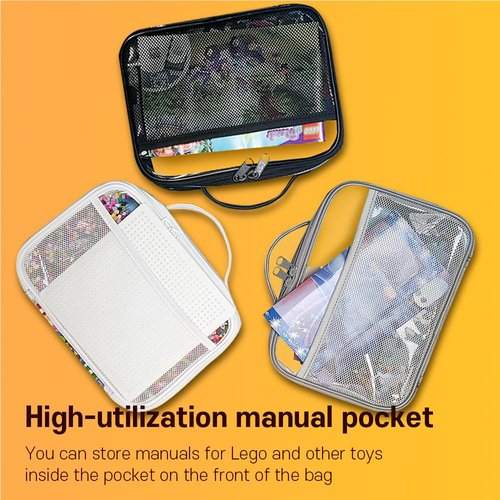 Holay PVC Zippered Blocks Set - 4 Pack Toy & Clay Storage Organizer Case | Large White with Name Tag Pocket
