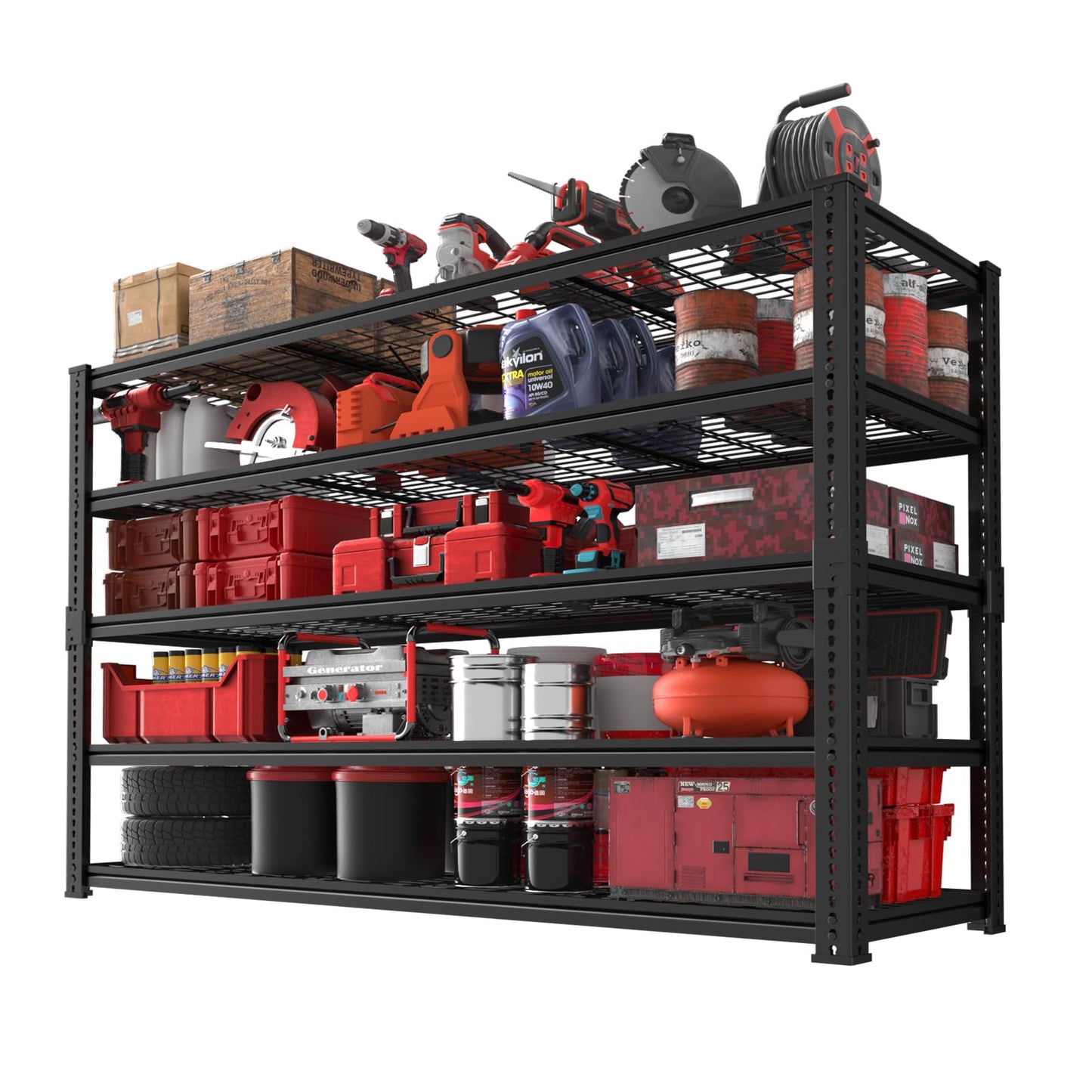Storage Shelves, Garage Shelving Heavy Duty 3300 LBS Capacity, 55"L x 24"W x 78"H Adjustable Metal Shelving Organizer Wire Rack, 5 Tier Utility Shelf Unit for Pantry Closet Warehouse Organization