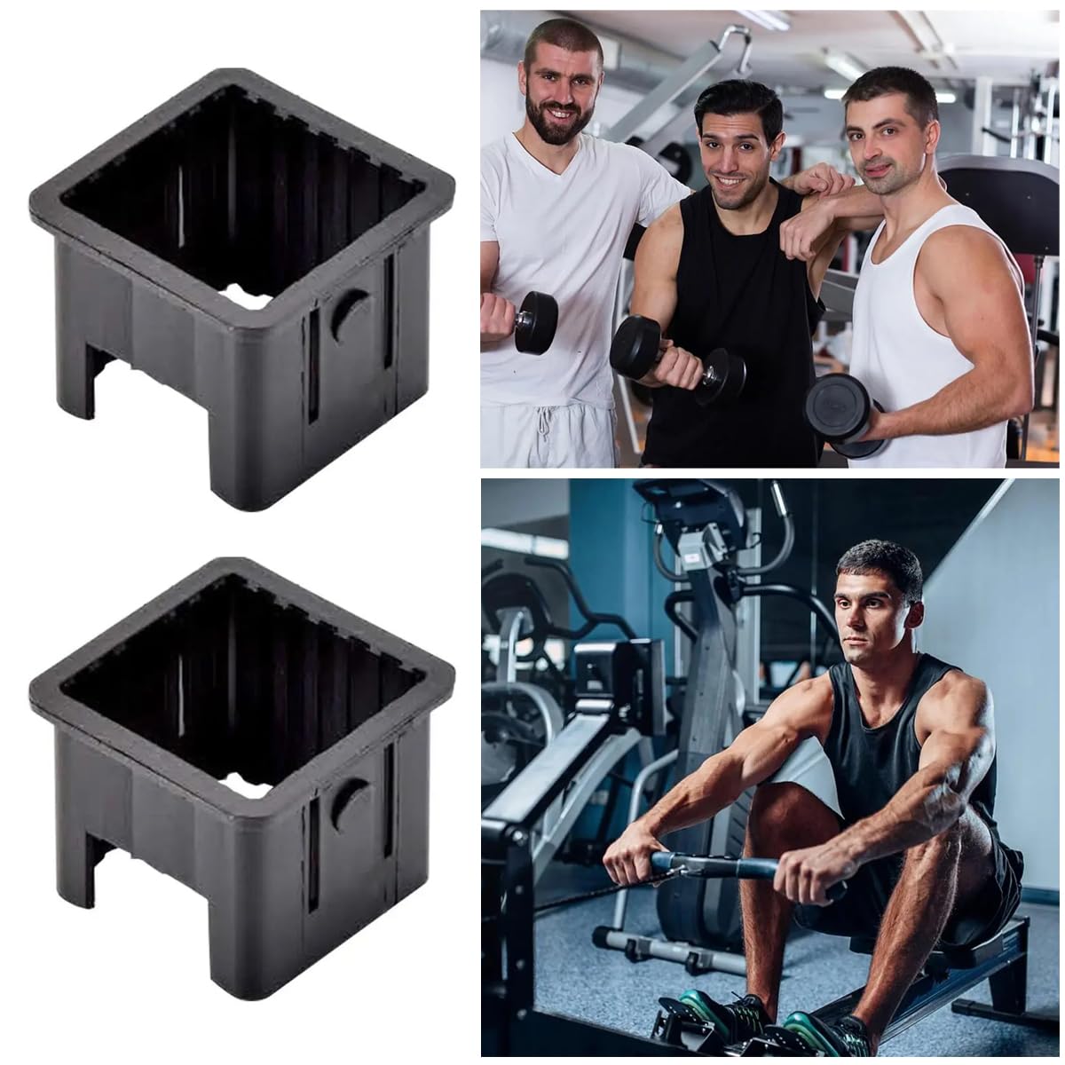 SquEqu 2 Pack Weight Bench Square Tube Inserts Replacement Plastic Square Tubing Insert Adapter for Adjustable Weight Bench Gym Equipment Pully Machine Glute Ham Developer Converter ID 50mm to 40mm