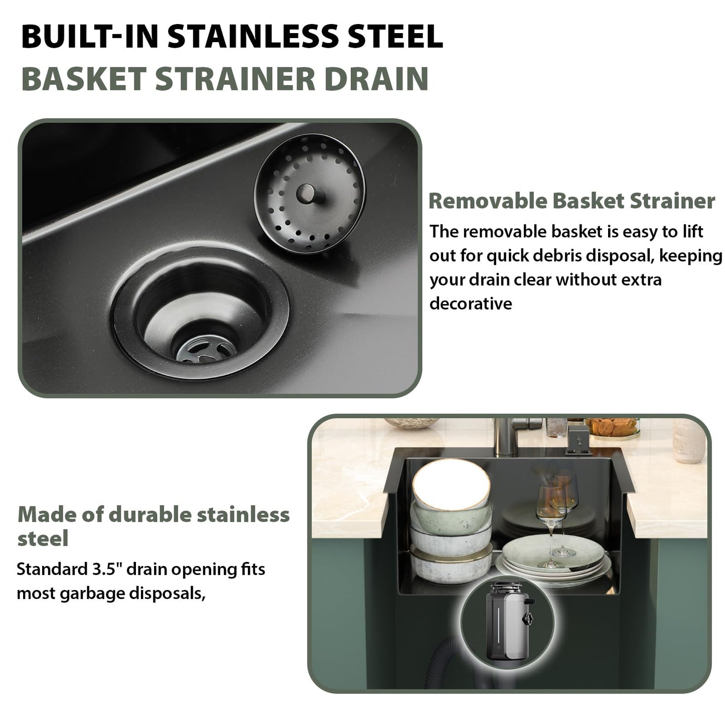 Mocoloo 20 Inch Gunmetal Black Drop in Bar Sink - 20" x 16" Small Kitchen Sink T304 Stainless Steel Handmade Single Bowl Round Corner Topmount Wet Bar Sink for Kitchen Prep & RV