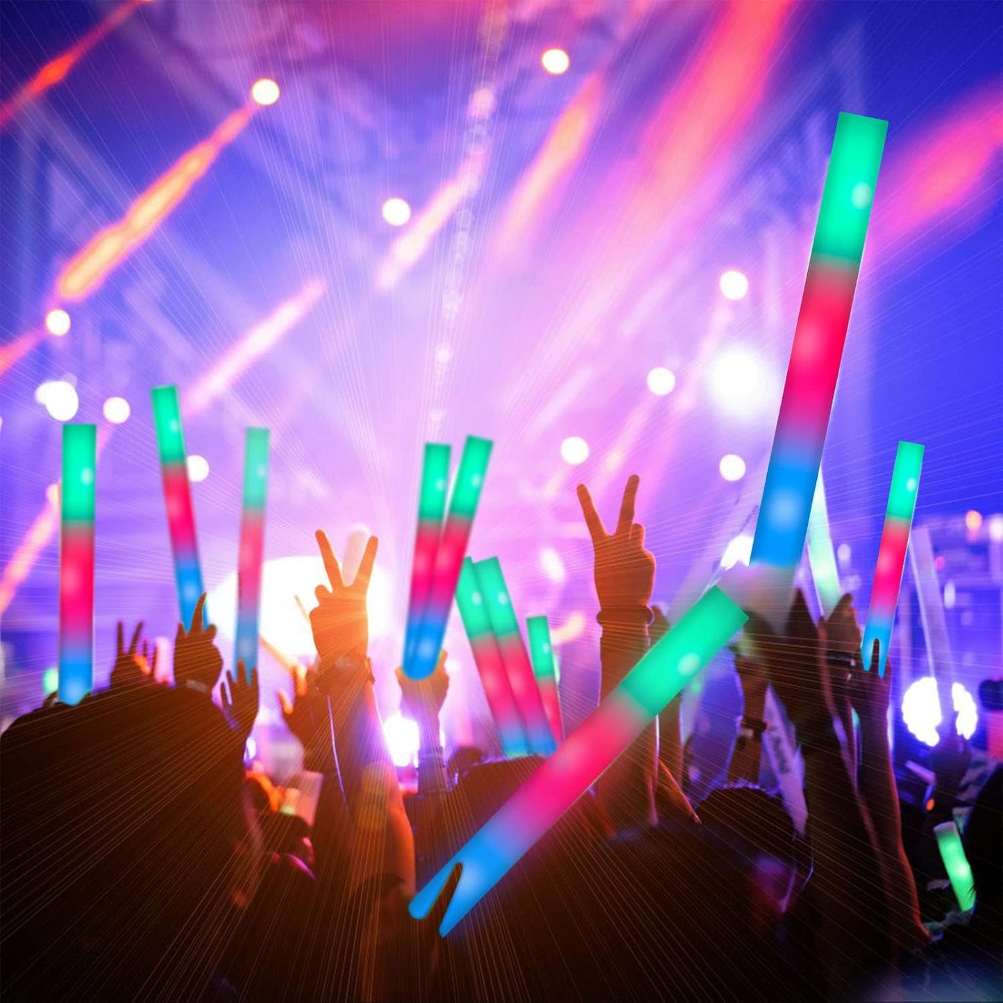 SHQDD LED Foam Glow Sticks - 28PCS Colorful Light-Up Party Pack with 3 Flashing Modes | Perfect for Weddings, Birthdays & Raves