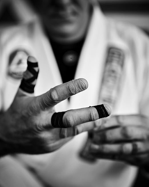 Bighorn Athletics Pro Series Jiu-Jitsu Finger Tape, 8-Rolls with Tin Holder, Enhanced Strength, Residue-Free (0.5-Inch, Black)