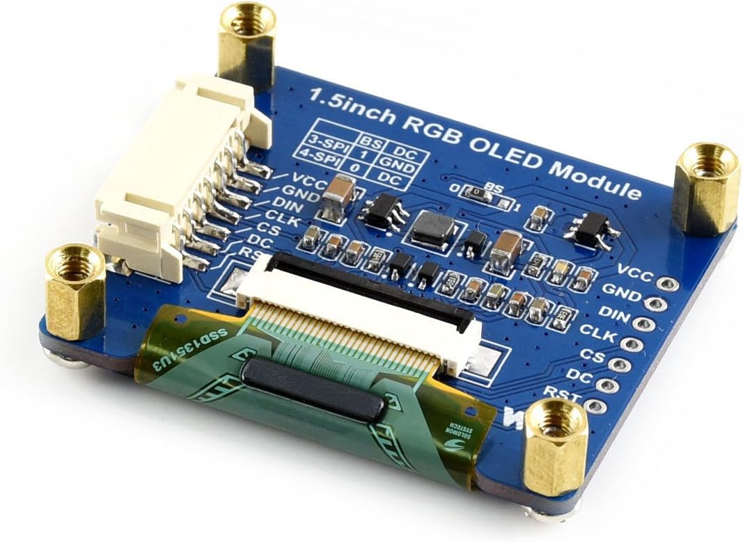 waveshare 1.5inch 128x128 65K STM32, RGB OLED Display Module, Resolution, RGB Colors, SPI Interface, Compatible
