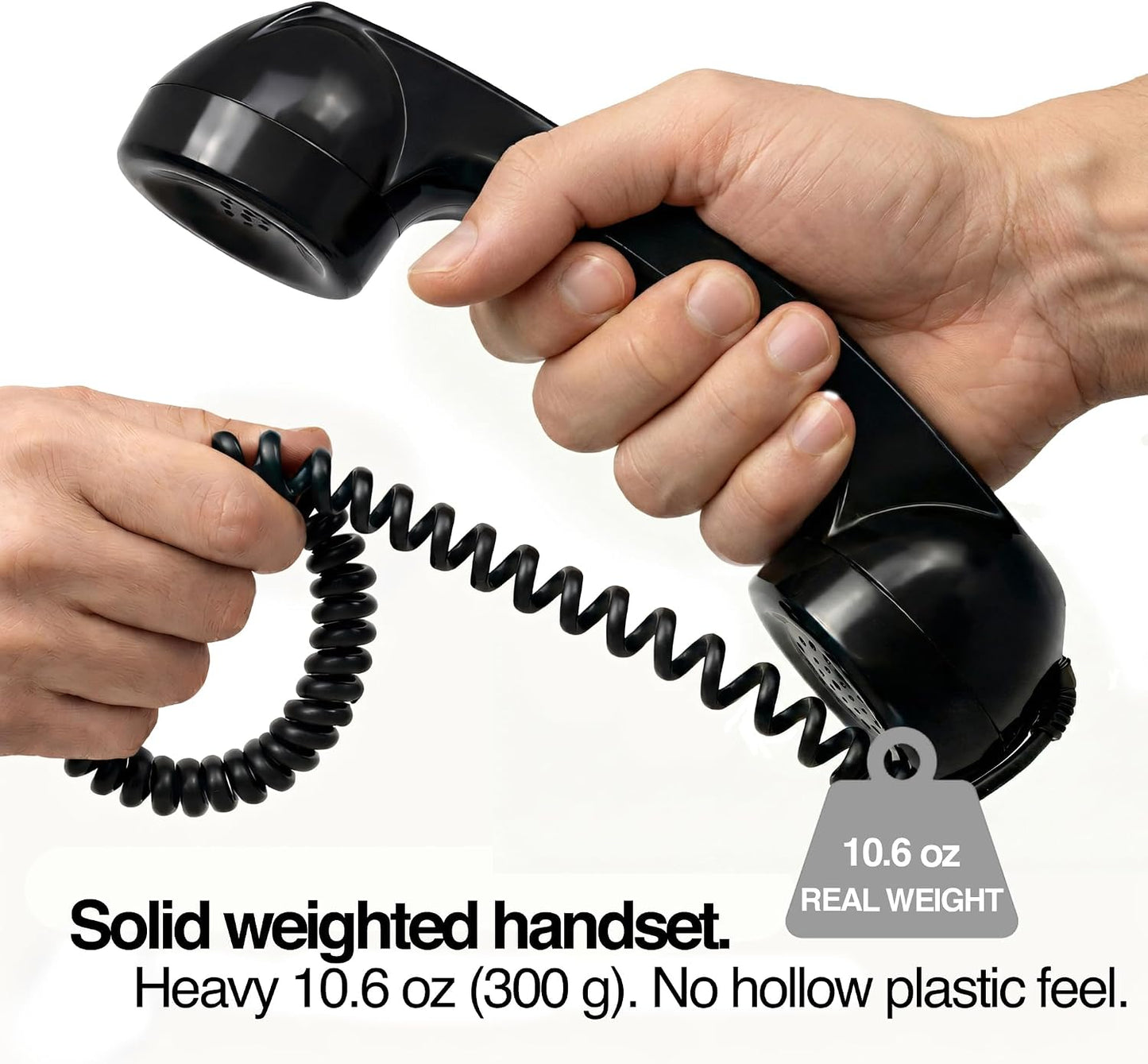 60s Handset 3.5 mm Opis Technology Micro Retro Phone for Smartphones, Corded Receiver with Plug and USB-C Adapter