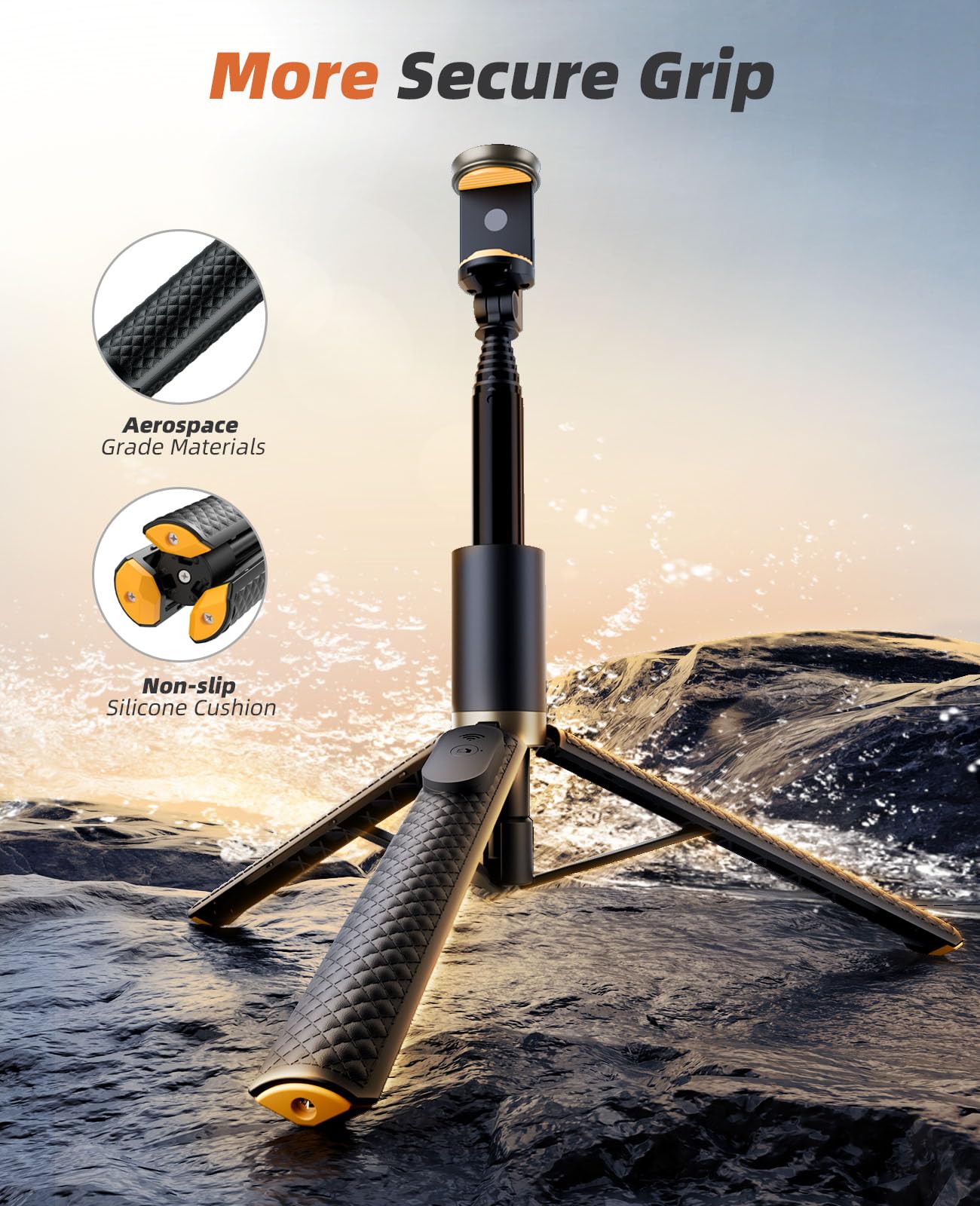 Vimose Phone Tripod & Selfie Stick with Remote, Portable, Lightweight for Video Recording Vlog, Extendable Travel Tripod Stand Compatible with iPhone Android, Black, 62"