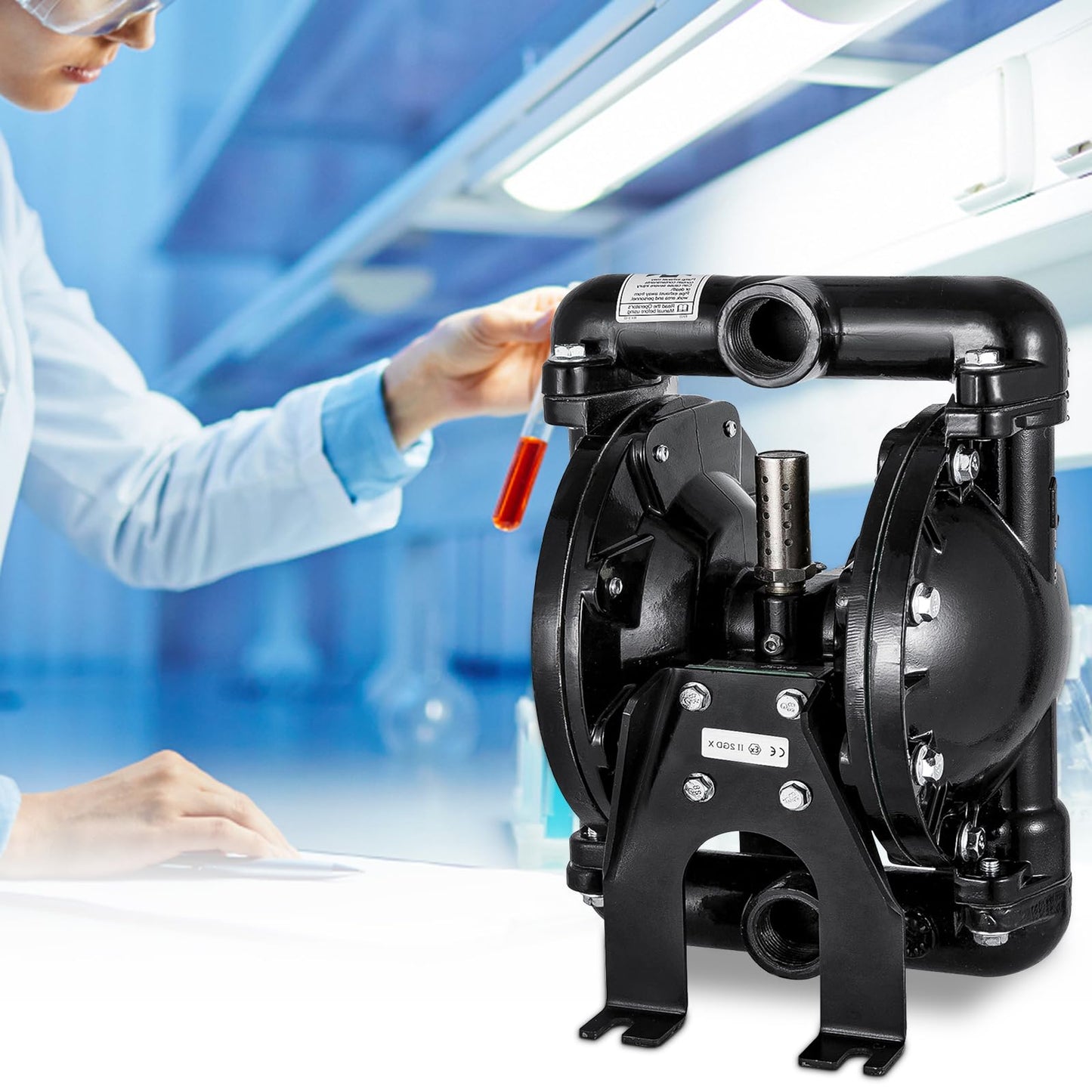 VEVOR Air-Operated Double Diaphragm Pump 1 inch Inlet Outlet Aluminum 35 GPM Max 120PSI for Industrial Use, QBY4-25LF46-1inch-35