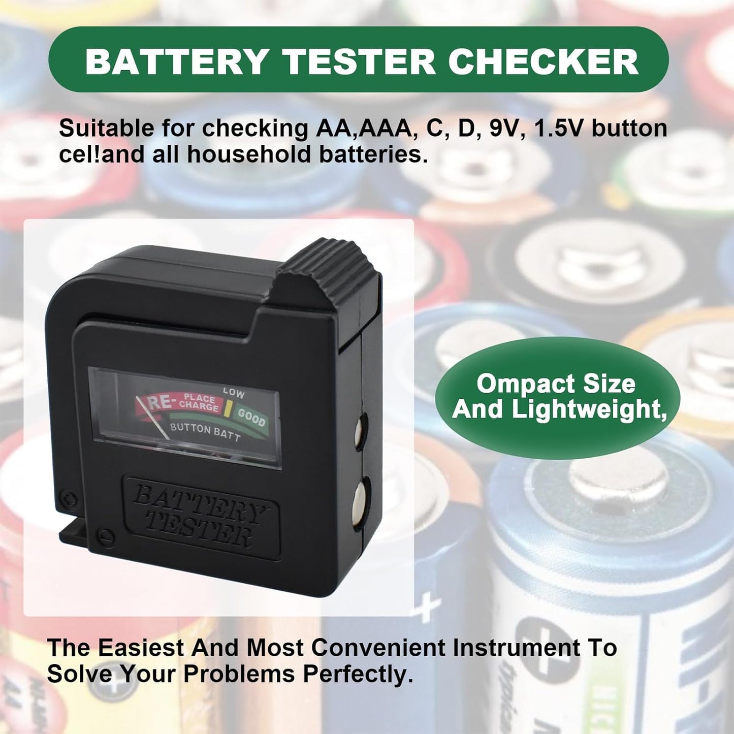 UBANU 1Pc BT-860 9V 1.5V Universal Small Battery Volt Tester Checker, High Accuracy Portable Digital Battery Capacity