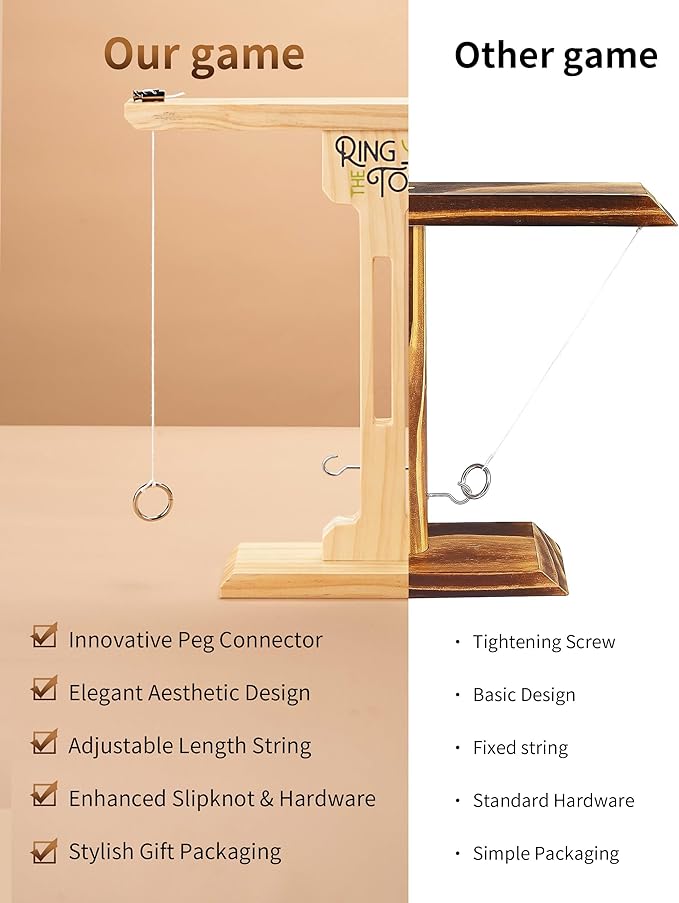 Ring Toss Game for Adults, 3-Second Instant Assembly Hook and Ring Game with Sturdy Structure, XL Size(15.8’’ X 15’’) Indoor Outdoor Holiday Party Games, Fun Family Games for Backyard, Camping, Beach