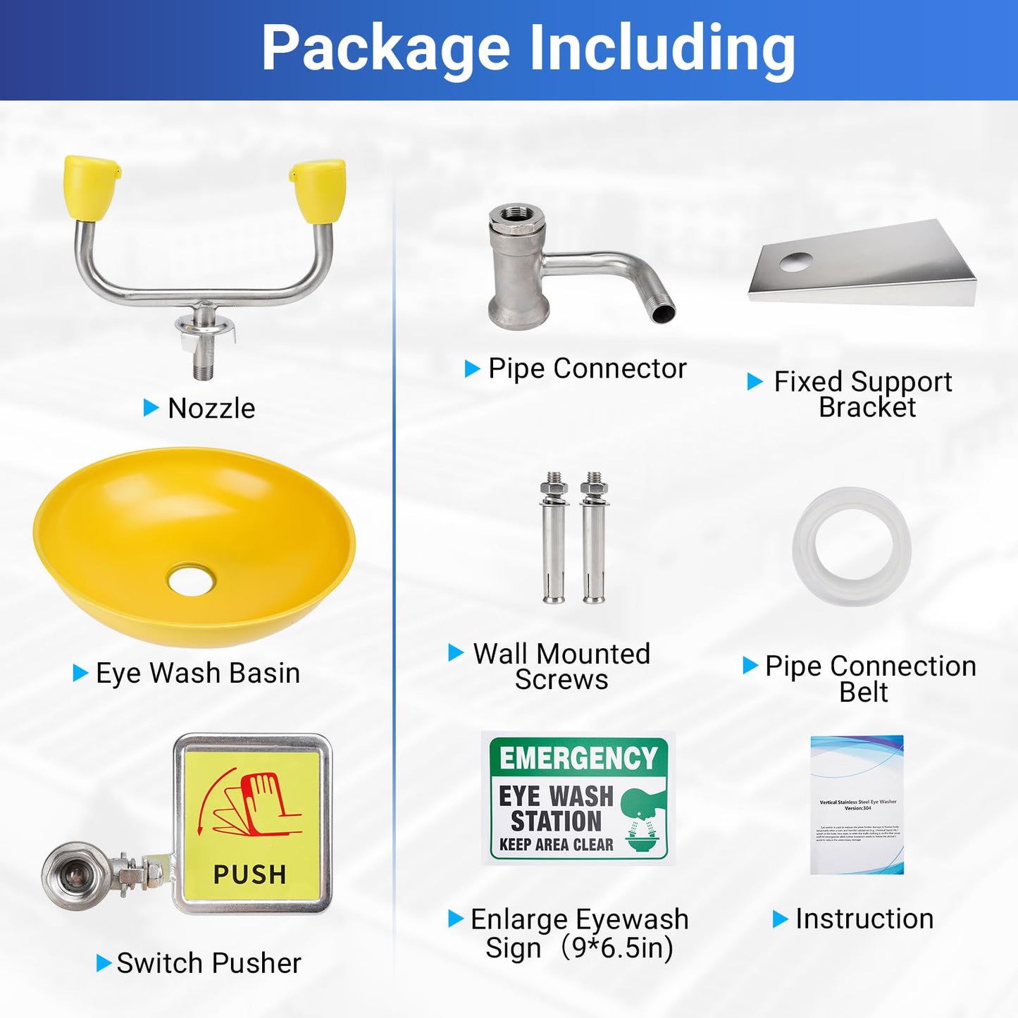 2 Pack Emergency Eye Wash Station, Wall Mounted ABS Coated 304 Stainless Steel - OSHA Compliant Face Washing Units - Hands Free Aerated Spray for Multi-Zone Lab & Industrial Safety