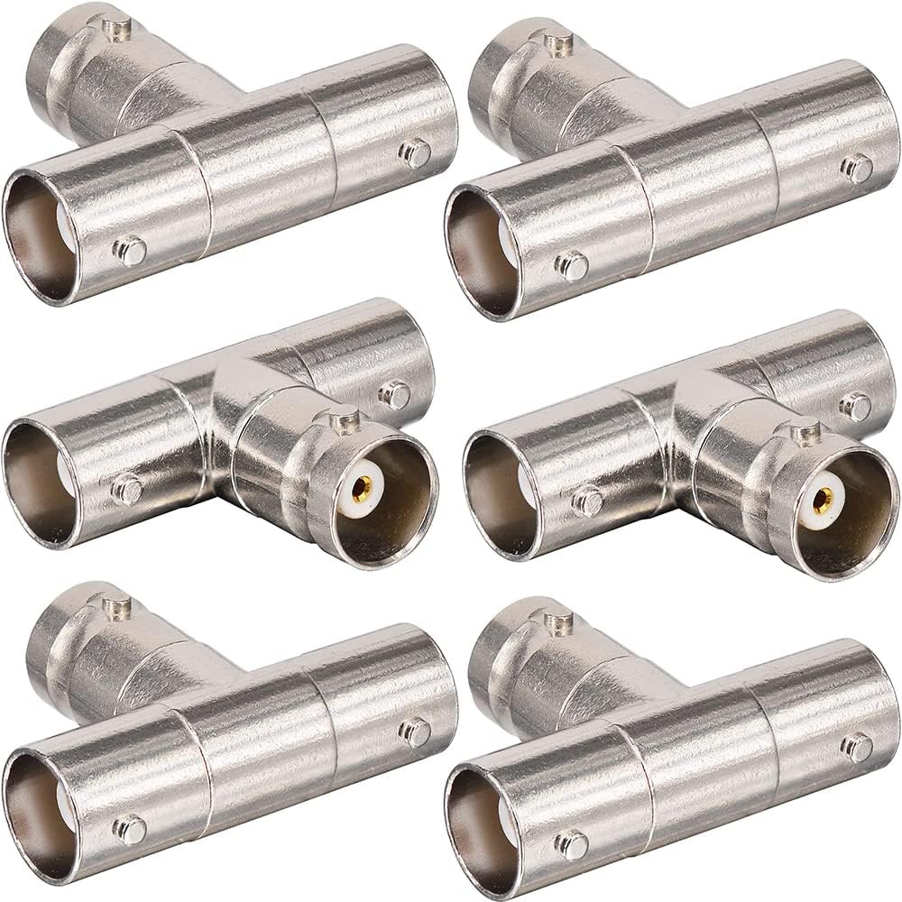 Warmstor 6-Pack 3-Way Female to Female BNC Adapter Splitter - Connector for Antenna, CCTV, DVR, Camera