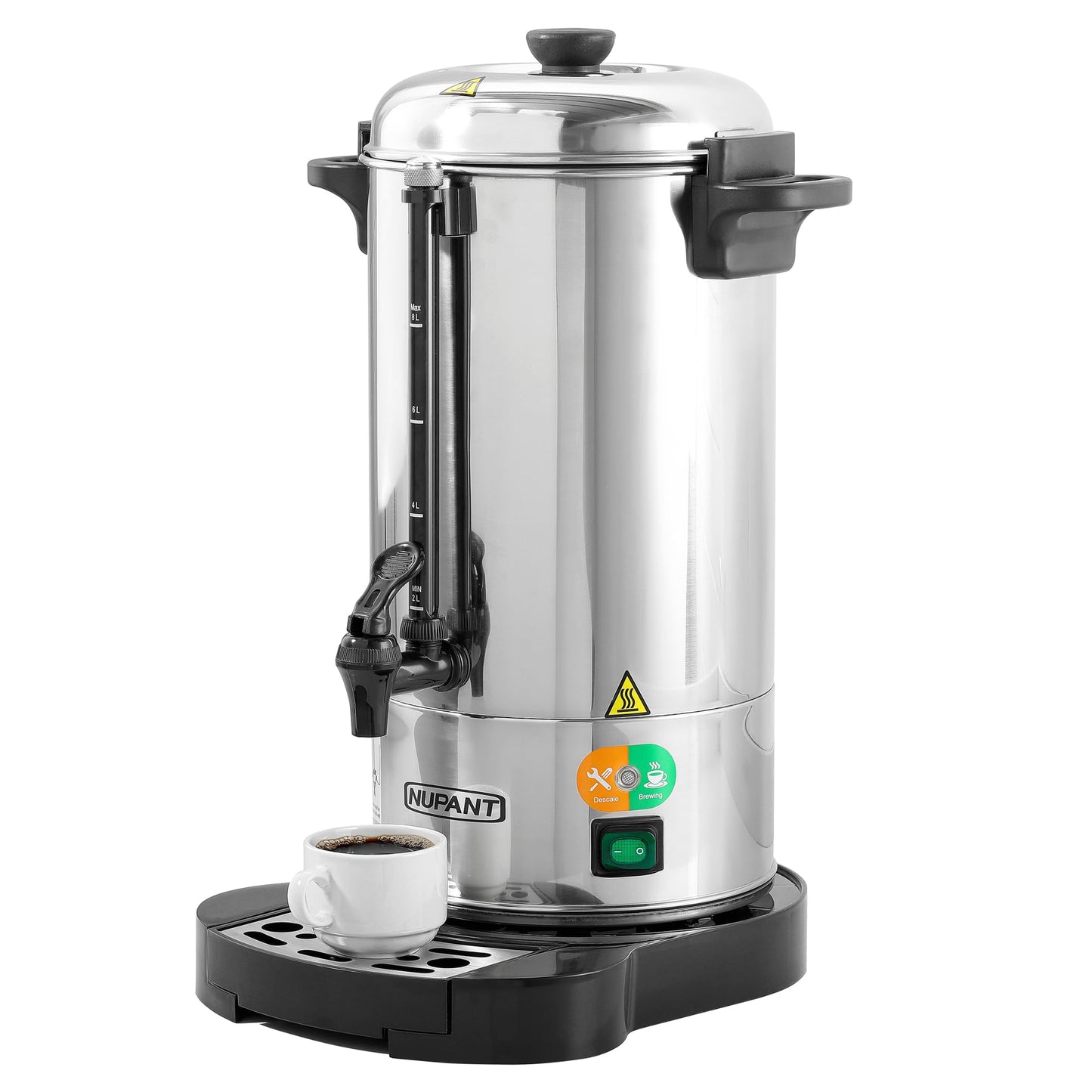 Commercial Coffee Urn 50 Cup/8L + 200-Pack 16oz Insulated Paper Cups with Lids | Complete Coffee Serving Bundle for Restaurant Catering, Church & Large Events