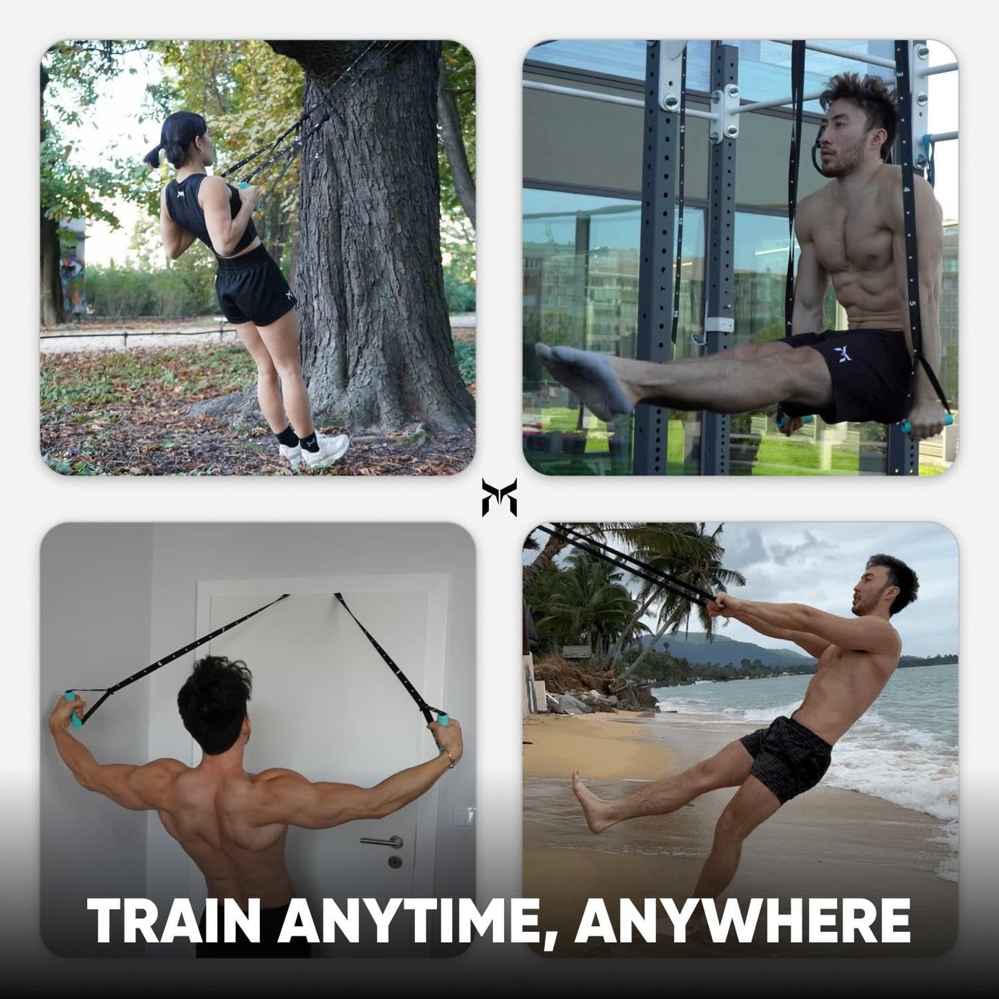 Kensui Nanobars V2 – Ultra-Compact Portable Suspension Trainer – Pocket-Sized Home Gym for Travel & Outdoor Workouts – 600lb Capacity – Dual Anchor System with Rotating Handles (Black)
