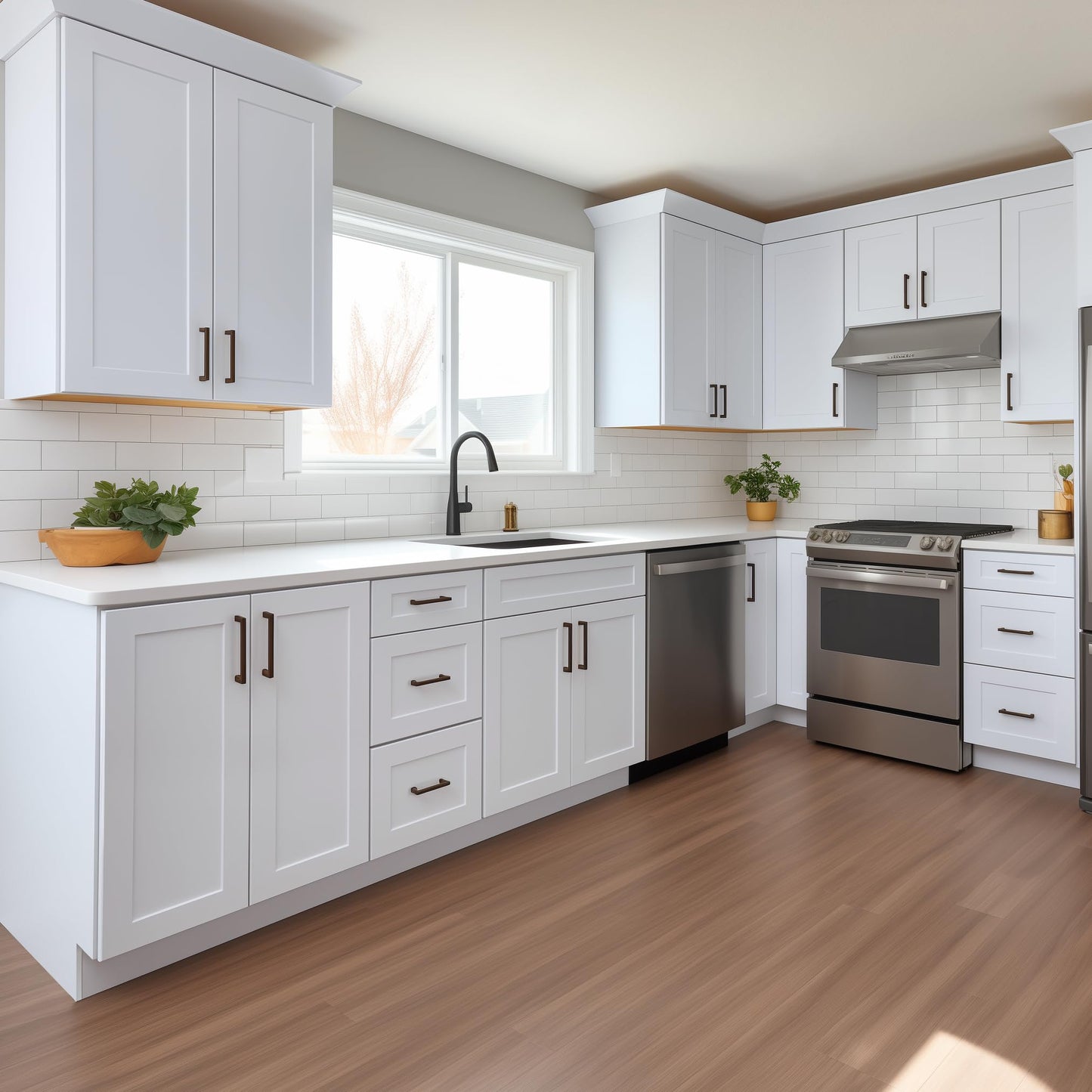 RTA Solid Wood Frame Full Height Door Base Cabinet - 2 Doors and 1 Shelf,Kitchen Storage Cabinet, Entryway Cabinet, Suitable Kitchen, Living Room, Entryway, and Office(White 24”W×24”D×34.5”H)