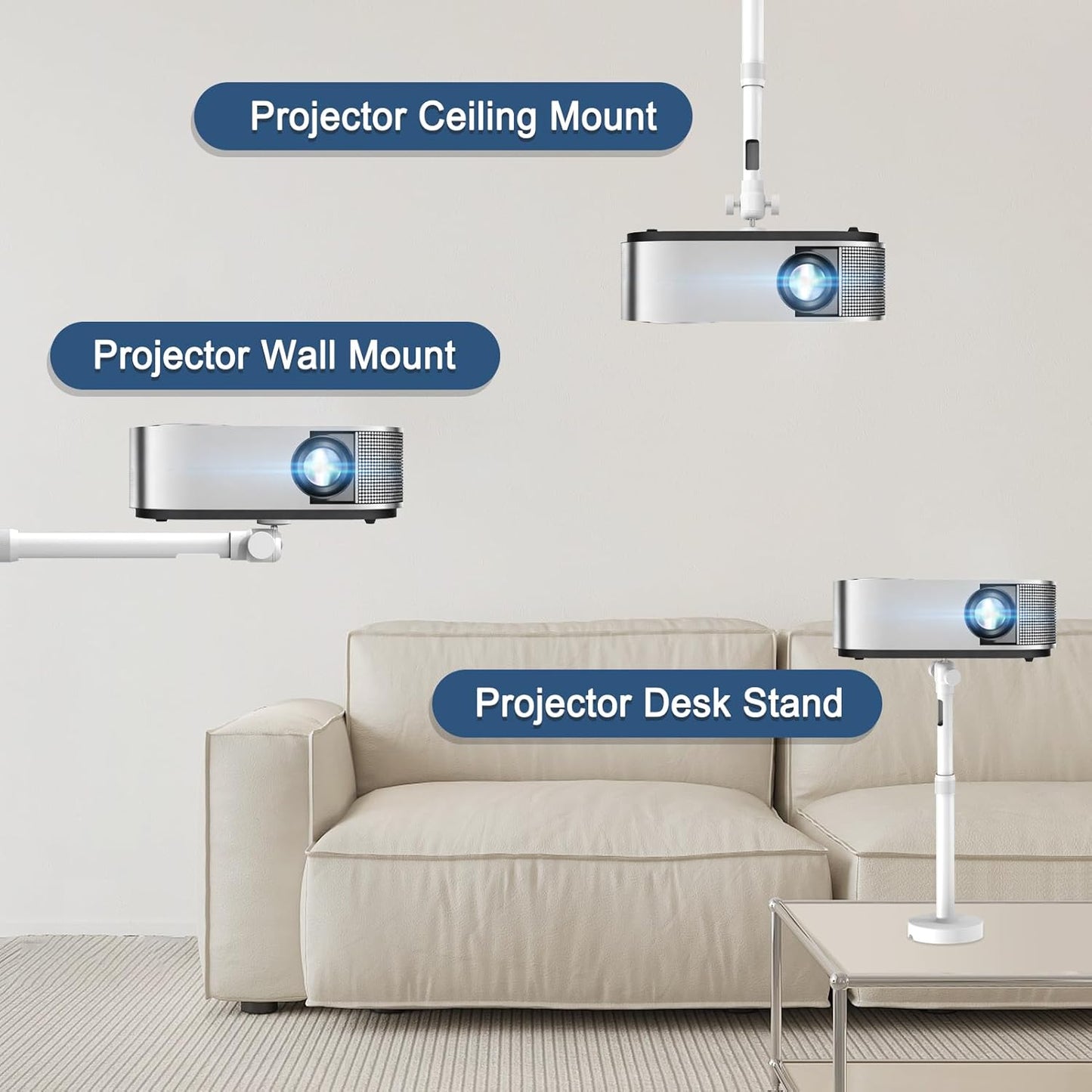 2-Be-Best -Inch 14-24 37-62 cm 360 Projector Mount with New Gimbal Screw Longer Length in / Projector Ceiling/Wall