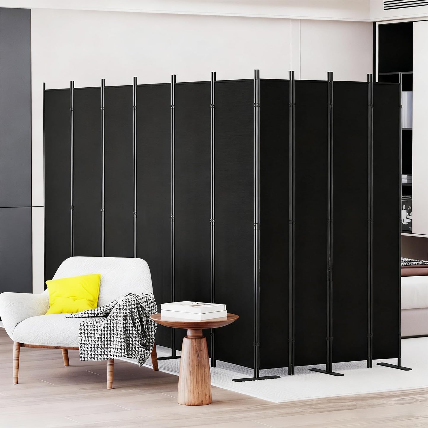 C-Hopetree 10 Panels Room Divider, 6 Ft Tall Indoor Folding Privacy Screen, Portable Partition Separator, Freestanding Separation Temporary Wall for Office, Bedroom, 197" W X 71" H, Black
