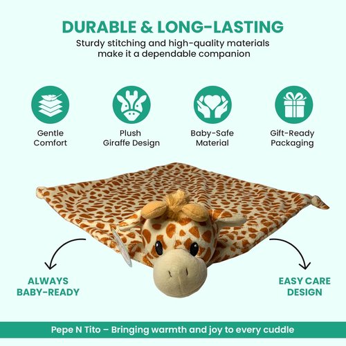 Giraffe Security Blanket - Ultra-Soft Sensory Comfort Lovey for Babies | Breathable & Machine Washable