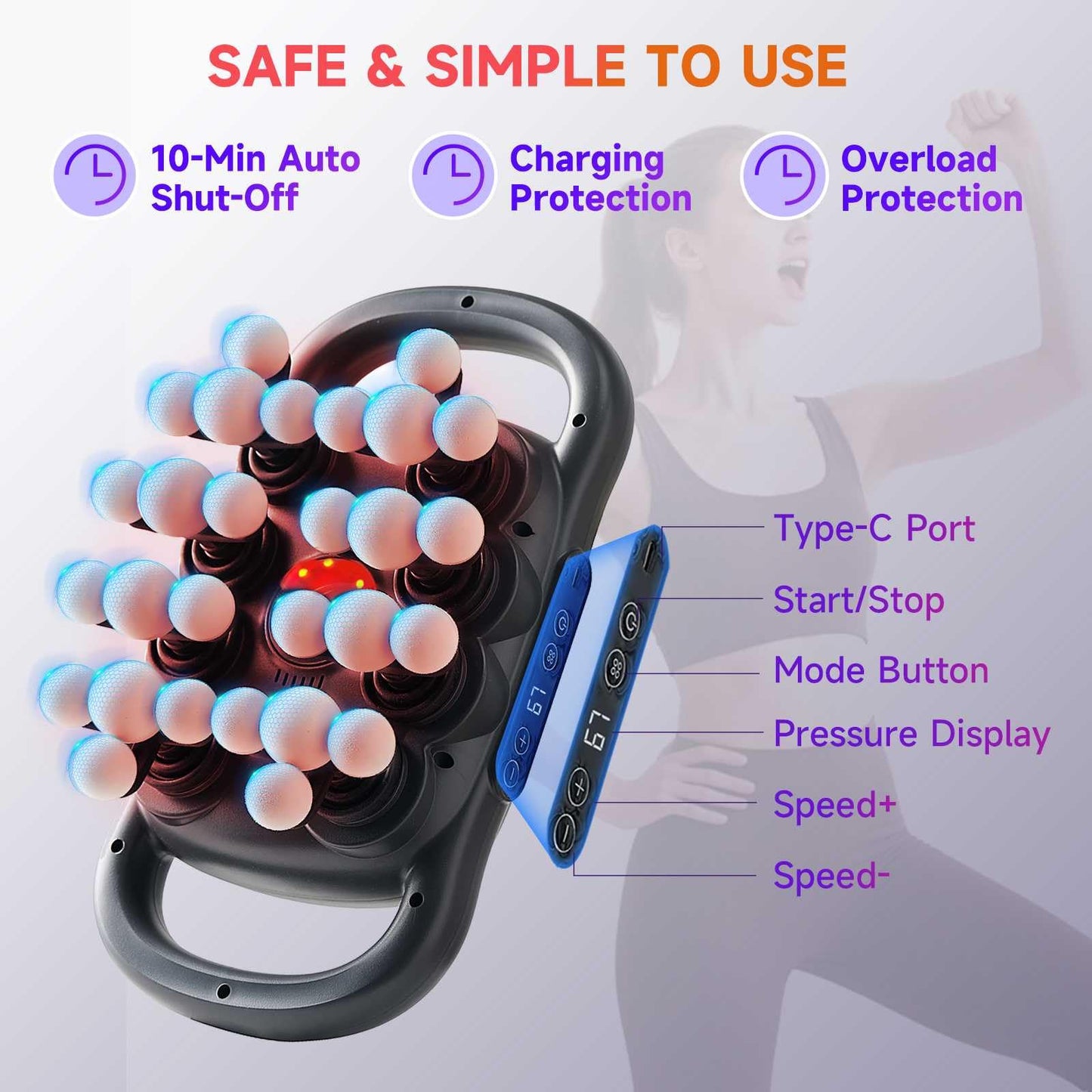 LOVMASSG 28-Heads Massage Gun Set for Total Body Muscle Recovery, Deep Tissue Percussion Massager with 9 Adjustable Modes, Quiet High-Power Back & Full-Body Massager for Home, Gym & Office,