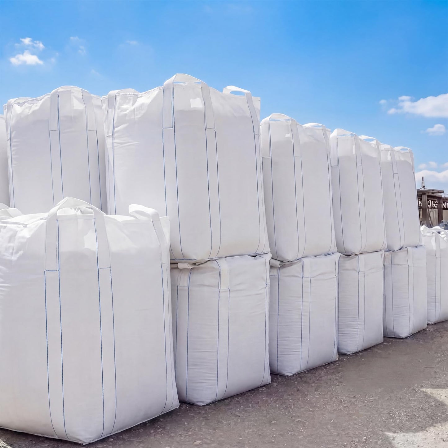 Aliceset 8 Pcs FIBC Sack Bag Bulk 1.5 Ton Bag 3300lbs SWL 35"L x 35"W x 43"H Heavy Duty Large Sand Sacks with Duffle Bottom Handle Polypropylene for Industrial Agriculture Transport Construction