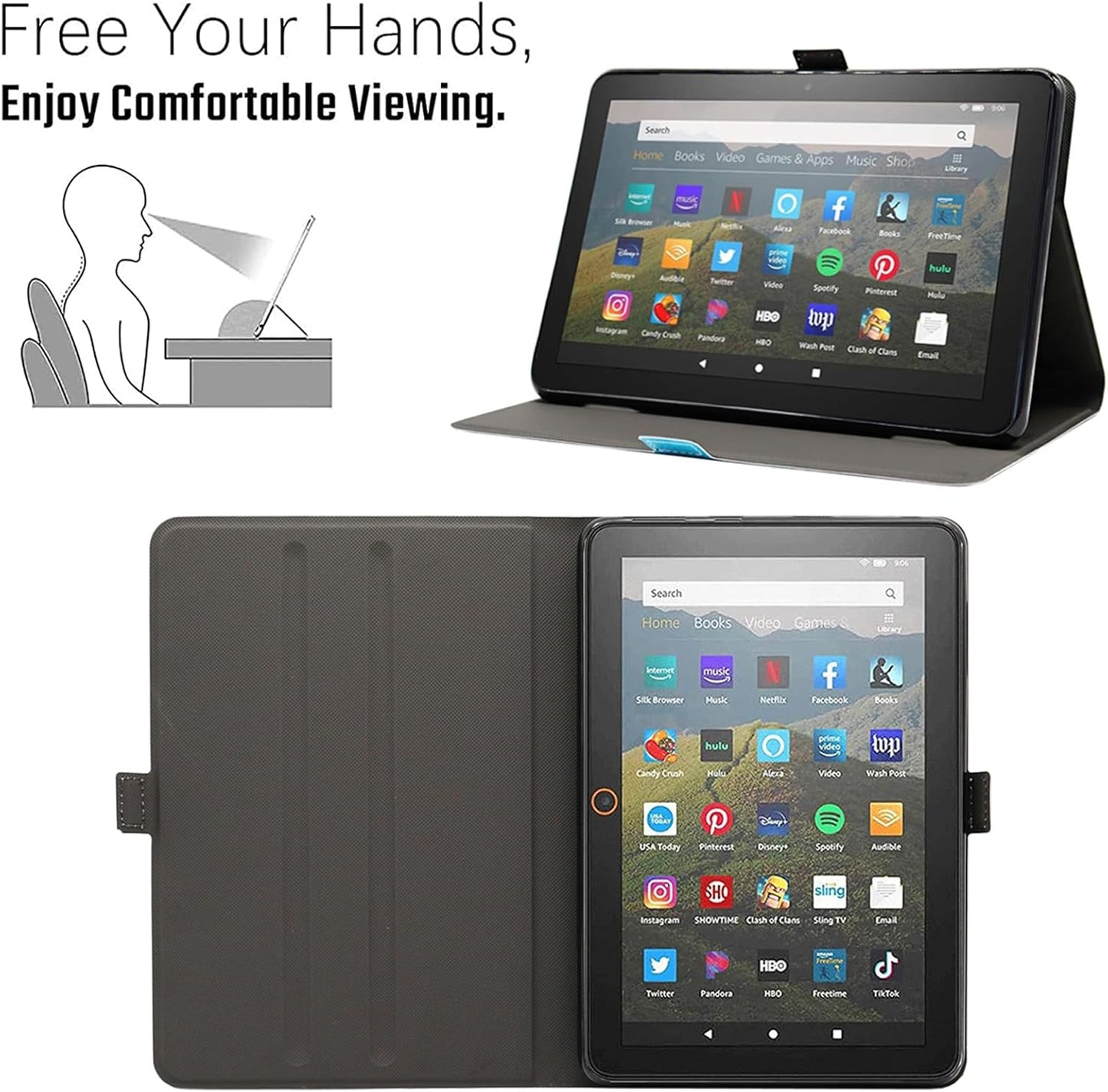 Viclowlpfe 8 8 (12th/10th 2024/2022/2020), Amazon Kindle Fire HD and Fire HD Plus Tablet Case Generation, Slim Fit