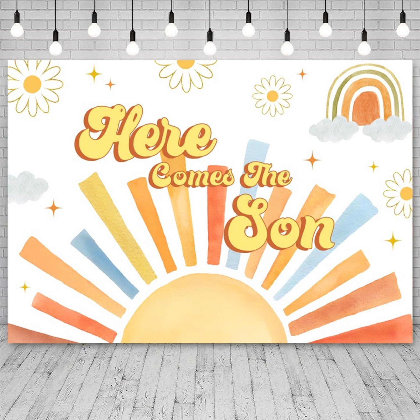 ASDCXZ 8x6ft Here Comes The Son Backdrop Sun Rainbow Baby Shower Photography Background Birthday Banner Cake Smash