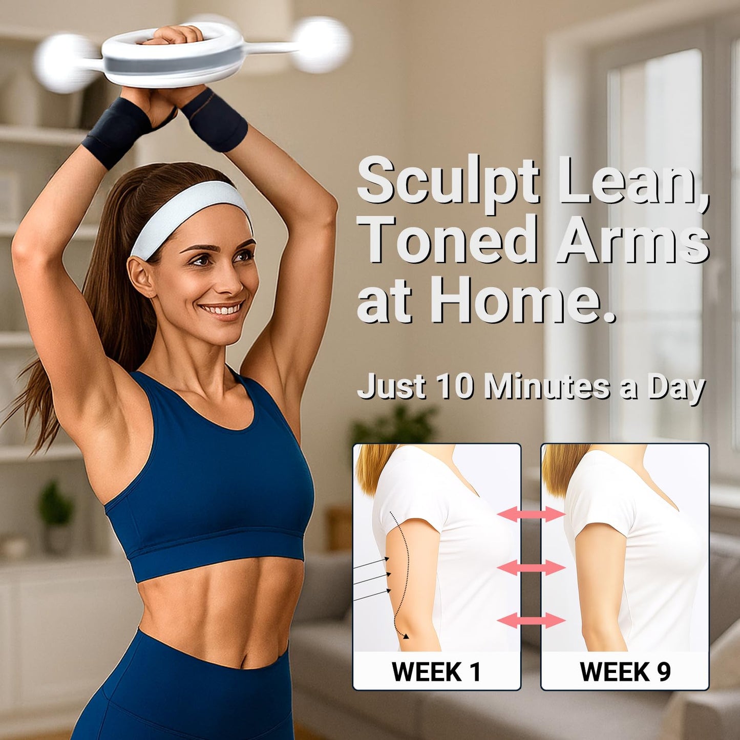 Arm and Shoulder Workout Equipment for Men and Women, 360° Hand-Crank Forearm Trainer, Shoulder Exercise and Mobility Trainer, Home Fitness Equipment for Chest and Upper Body Strength(White)
