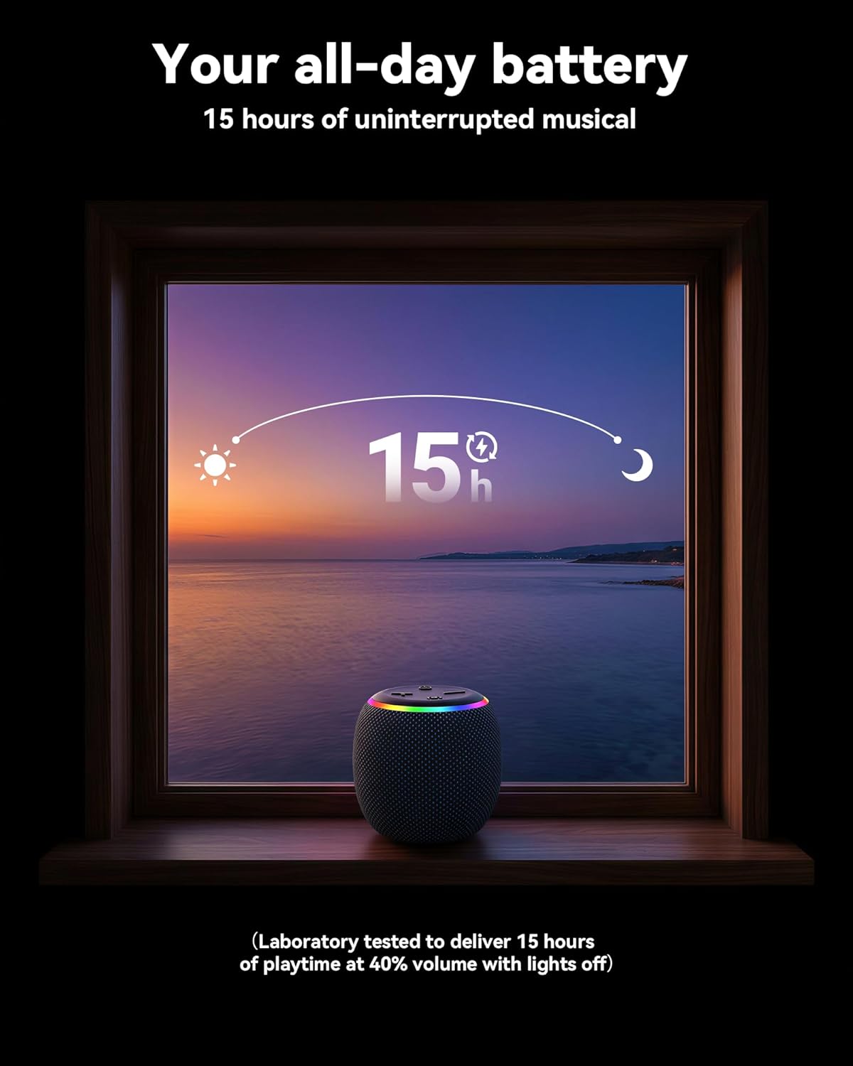 BassBloom 3 IPX6 12W 5.4, Room Portable Bluetooth Speaker, Waterproof, TWS Pairing, Powerful Stereo Sound with RGB