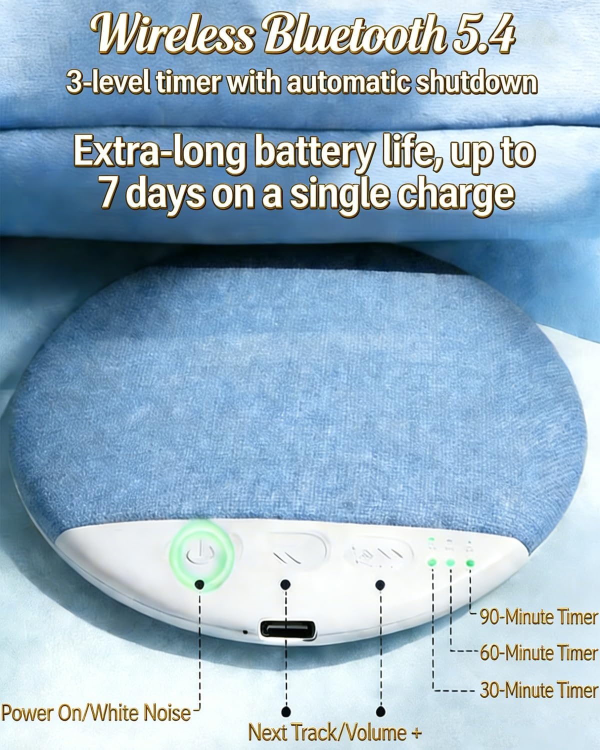 Frewac 2026 New Flat Under Pillow Speakers for Sleeping, Bone Conduction Pillows Speaker Bluetooth, Private Ultra-Thin