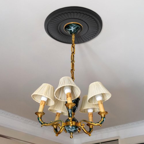 Hedume Black Ceiling Medallion, 13 1/5" OD x 3 2/5" ID PU Decorative Home Lighting Ceiling Cover Plate for Light Fixtures and Ceilings Fans