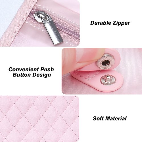 MOSISO Travel Jewelry Organizer Roll Case, Foldable Portable Jewelry Organizer Bag with Tassel for Necklace, Earrings, Rings, Bracelets and Daily Jewelries Carrying, Pink