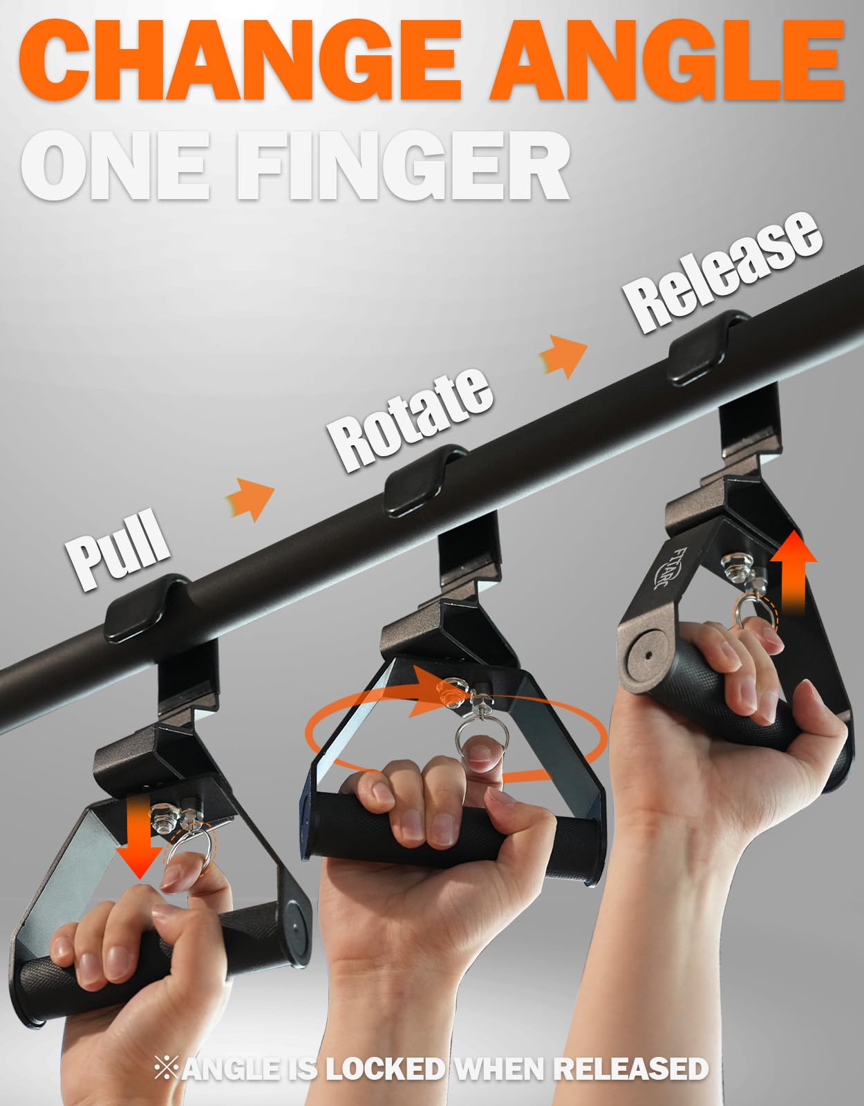 Fitarc Neutral Grip Pull Up Handles, Wrist Shoulder Elbow Friendly, 12 Angle Adjustable Lat Pulldown Handle Rowing Grips, 2Pcs, Patented
