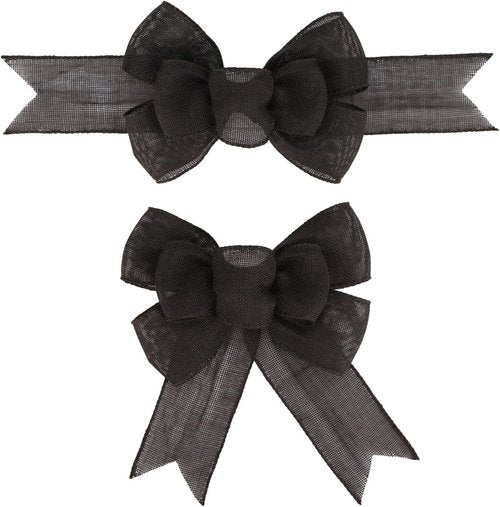 Meseey Black Wired Ribbon - Handmade Burlap Bows for Wreaths & Gift Wrapping | 2 Pcs Set