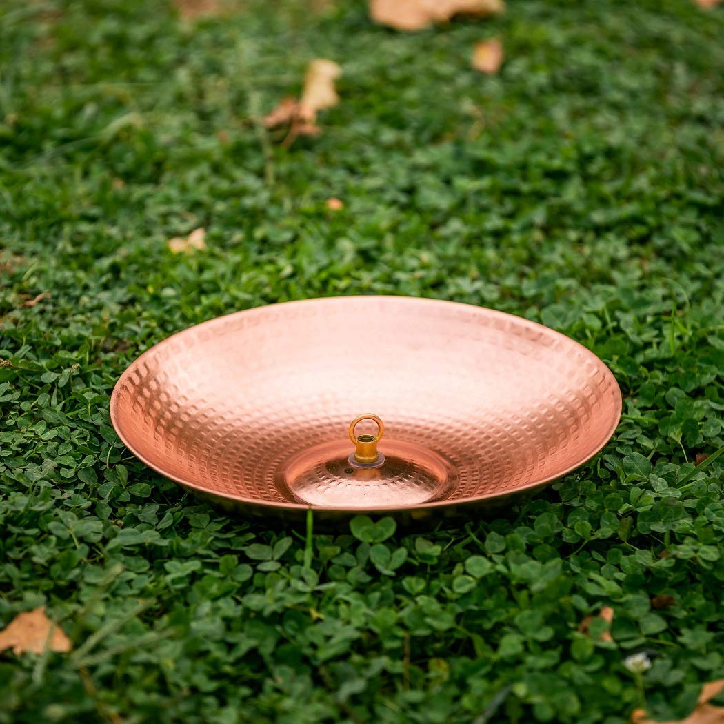Marrgon Copper Rain Chain w/Gutter Adapter & Anchoring Basin – Decorative Chimes & Cups Replace Gutter Downspout & Divert Water Away from Home for Stunning Fountain Display – 6.5’ Long